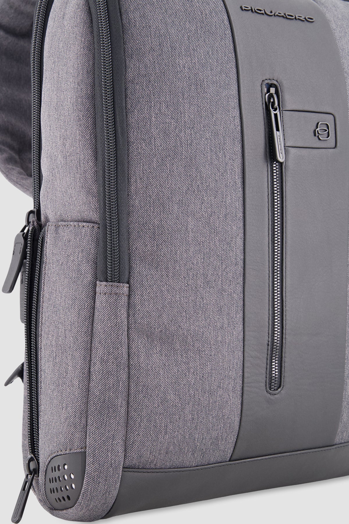 Piquadro Sac à dos pour ordinateur portable 15,6" en tissu recyclé gris/noir