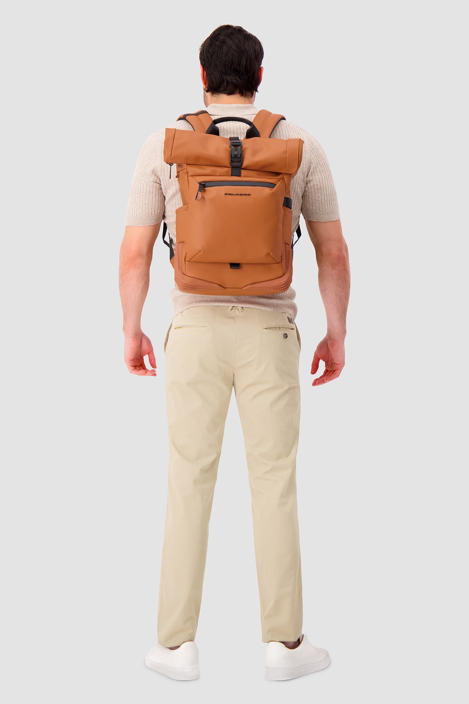 Piquadro Orange Roll Top Backpack