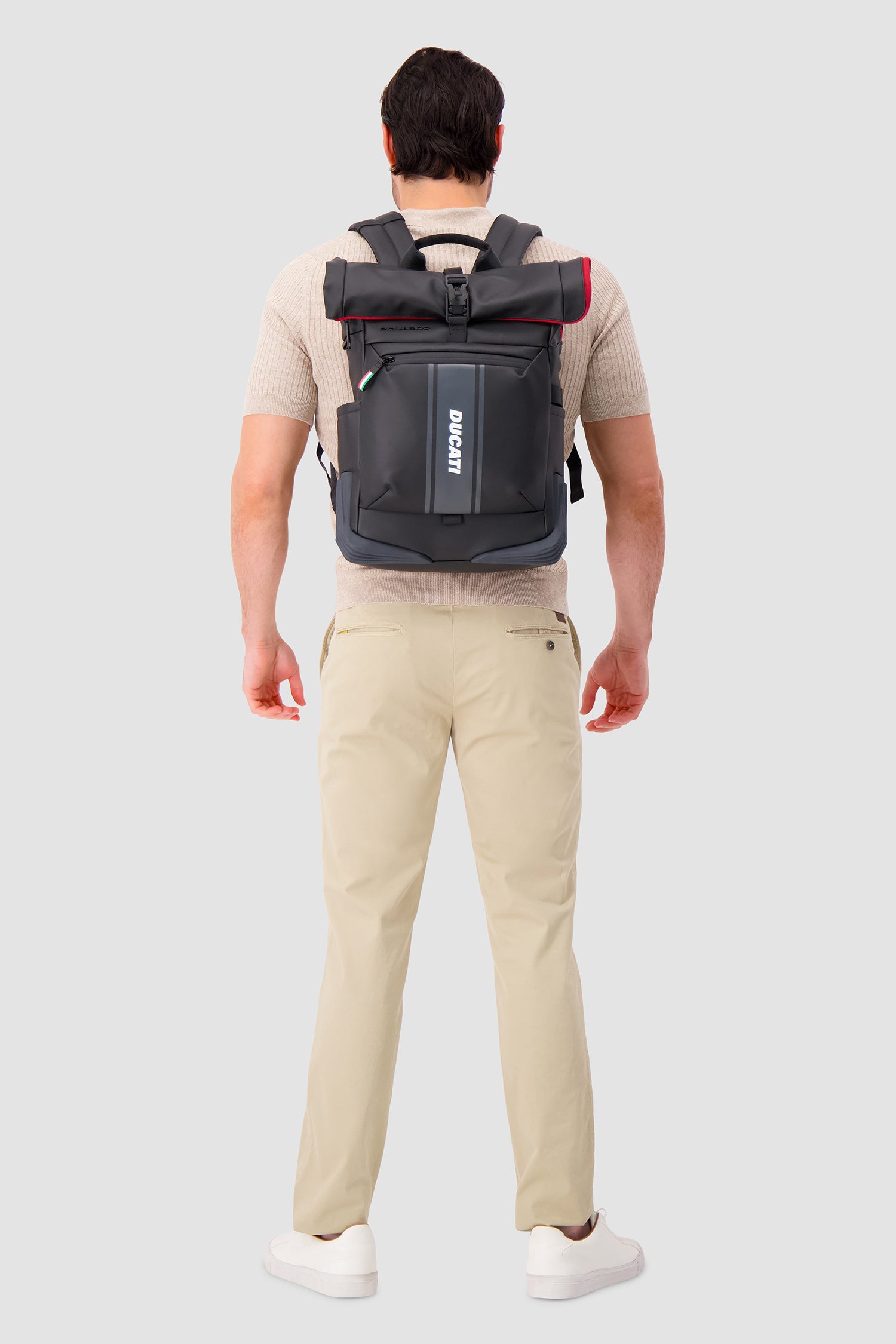 Piquadro x Ducati Black Roll Top Backpack