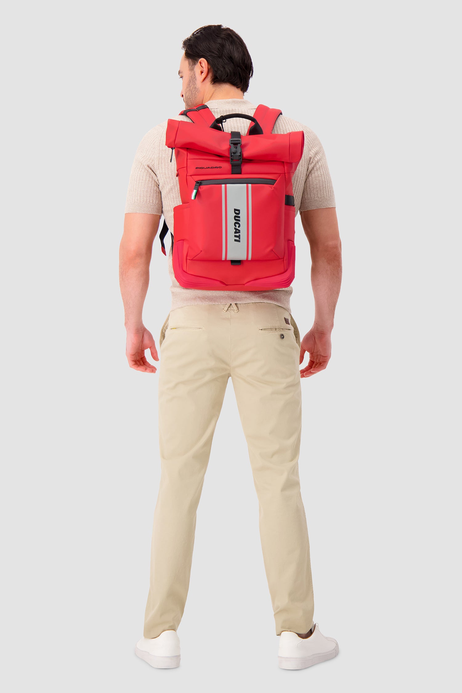 Piquadro x Ducati Red Roll Top Backpack