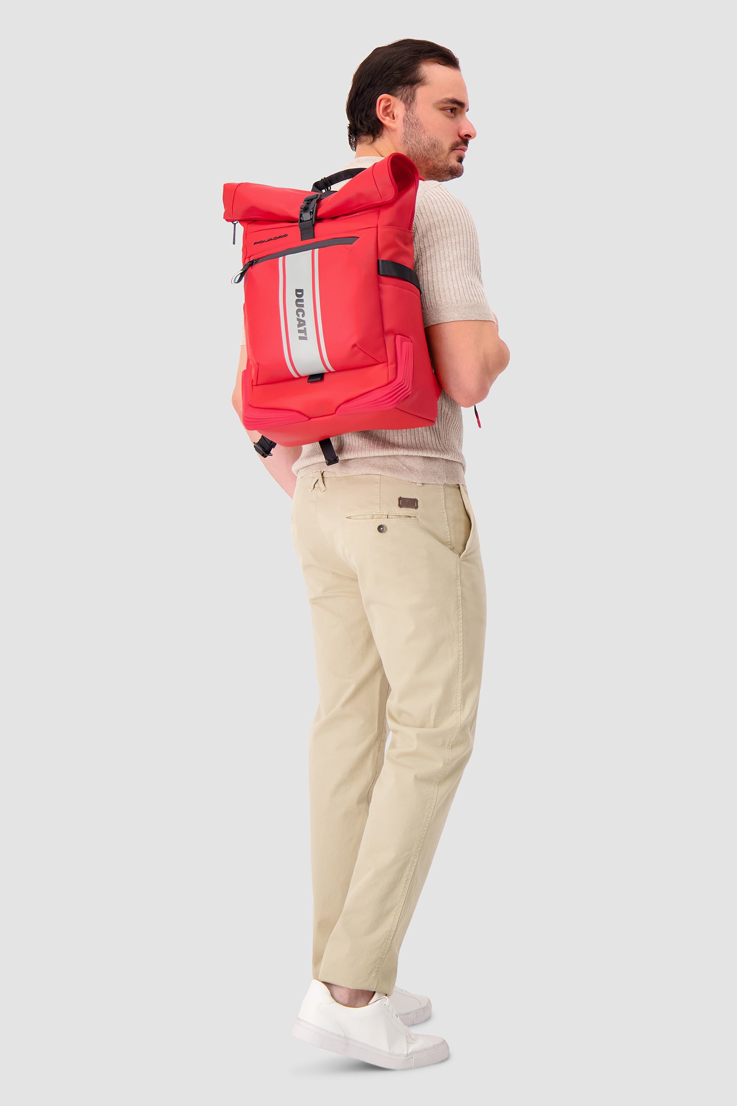 Piquadro x Ducati Red Roll Top Backpack