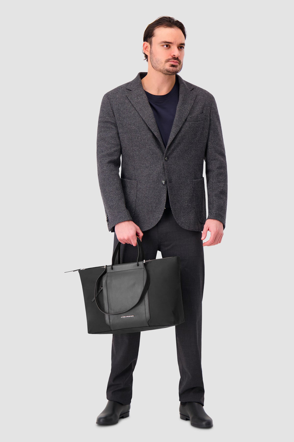 Piquadro Black Laptop Tote Bag