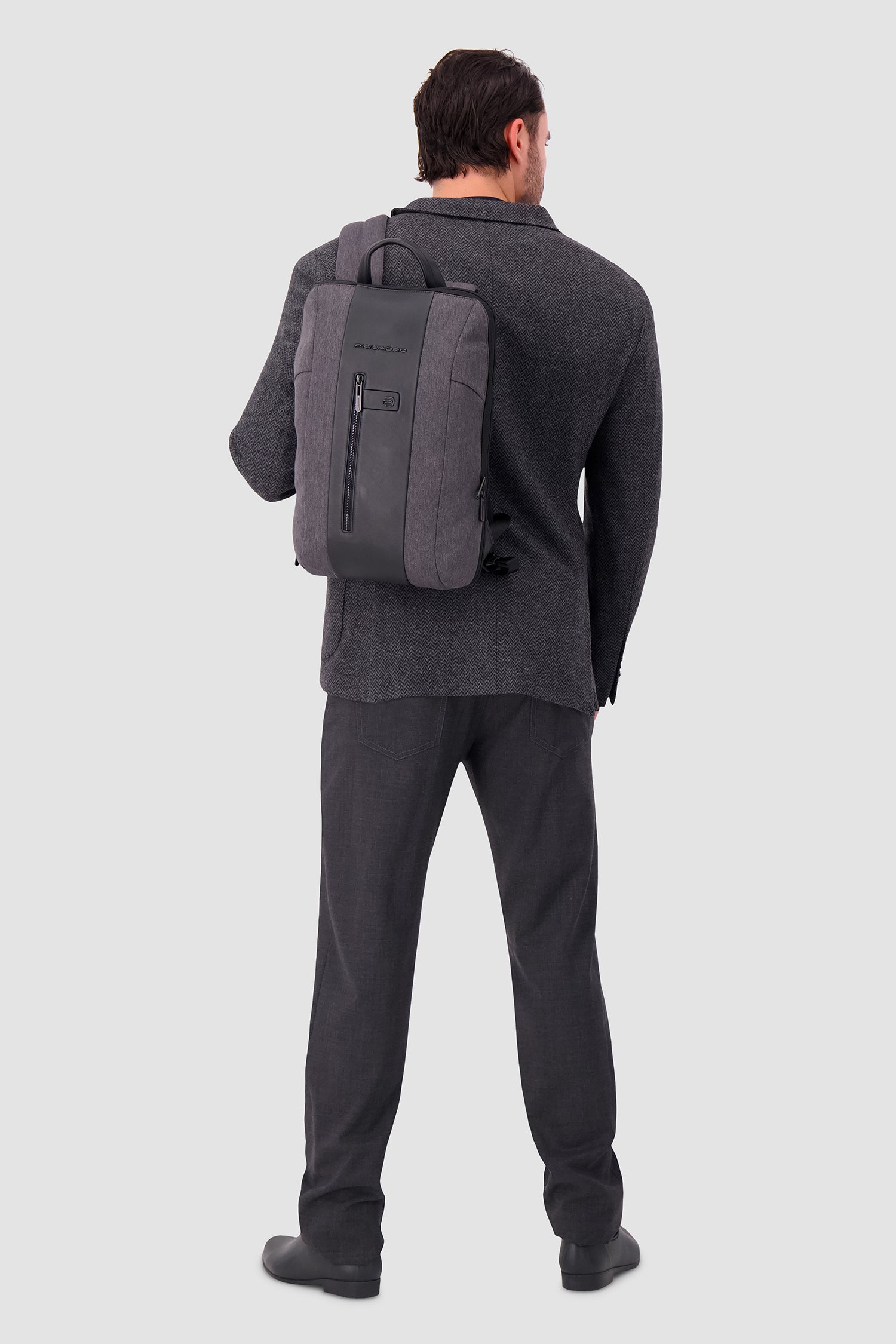 Piquadro Charcoal/Black Slim Laptop Backpack 15.6"