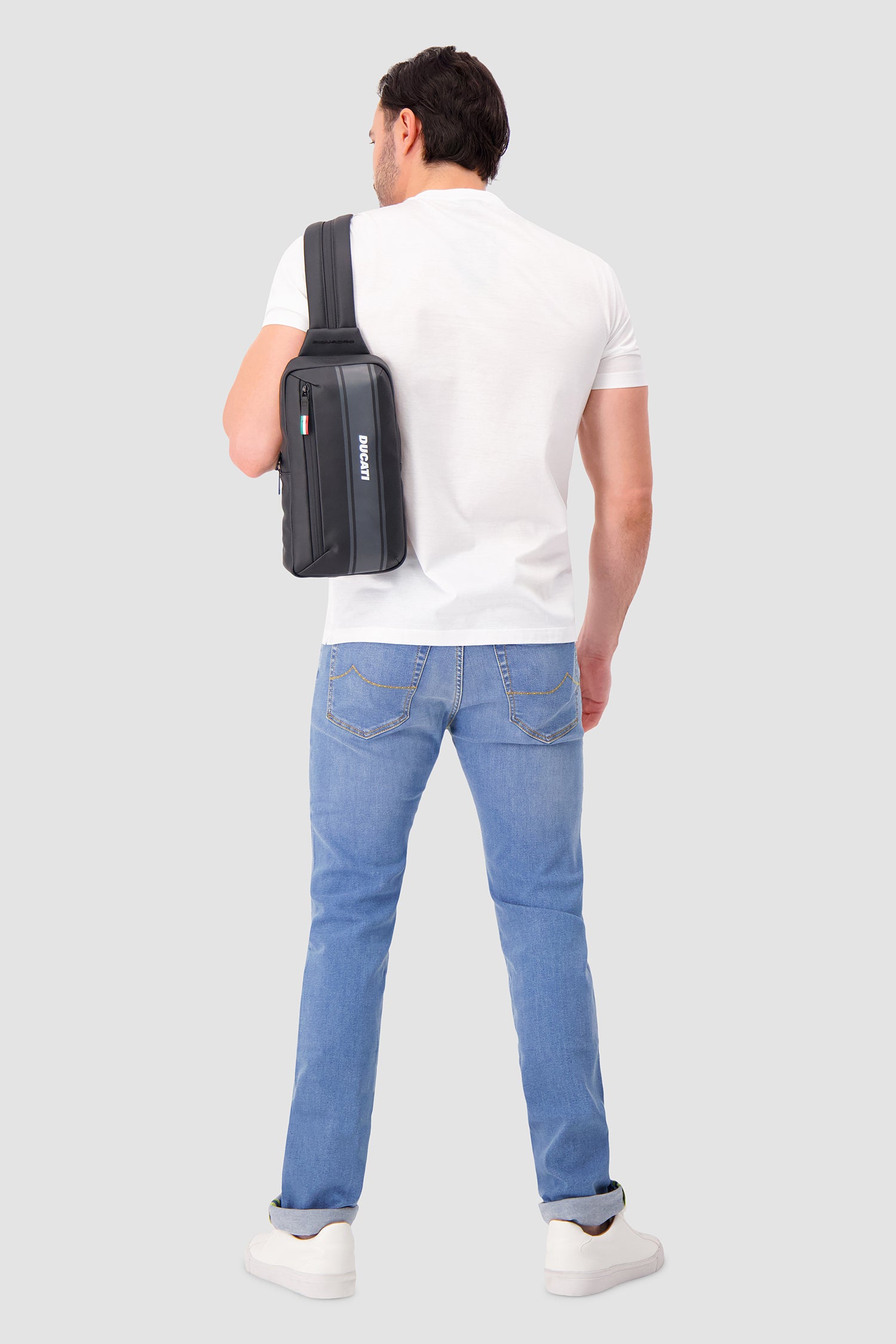Piquadro x Ducati Black Water Resistant Sling Bag