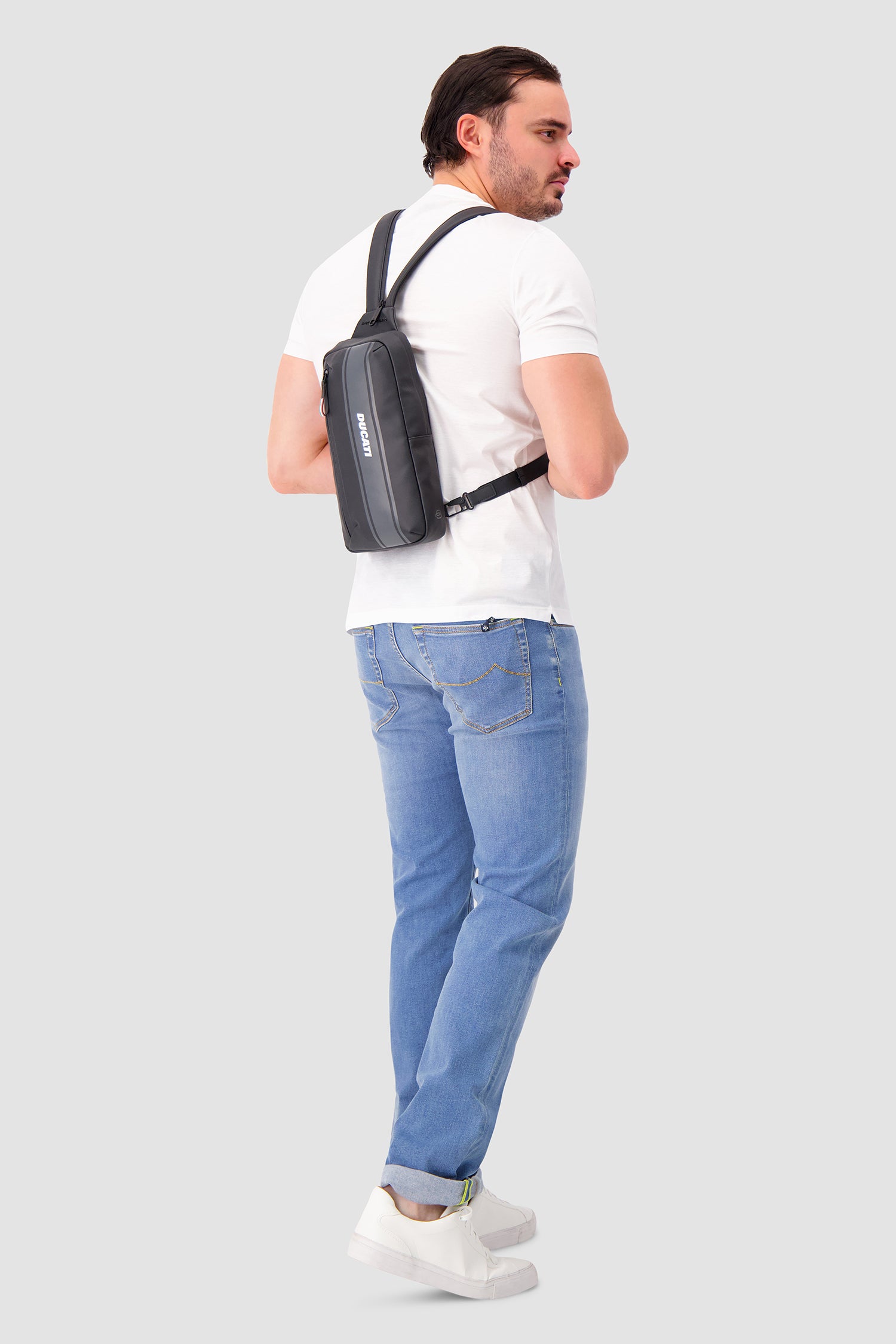Piquadro x Ducati Black Water Resistant Sling Bag