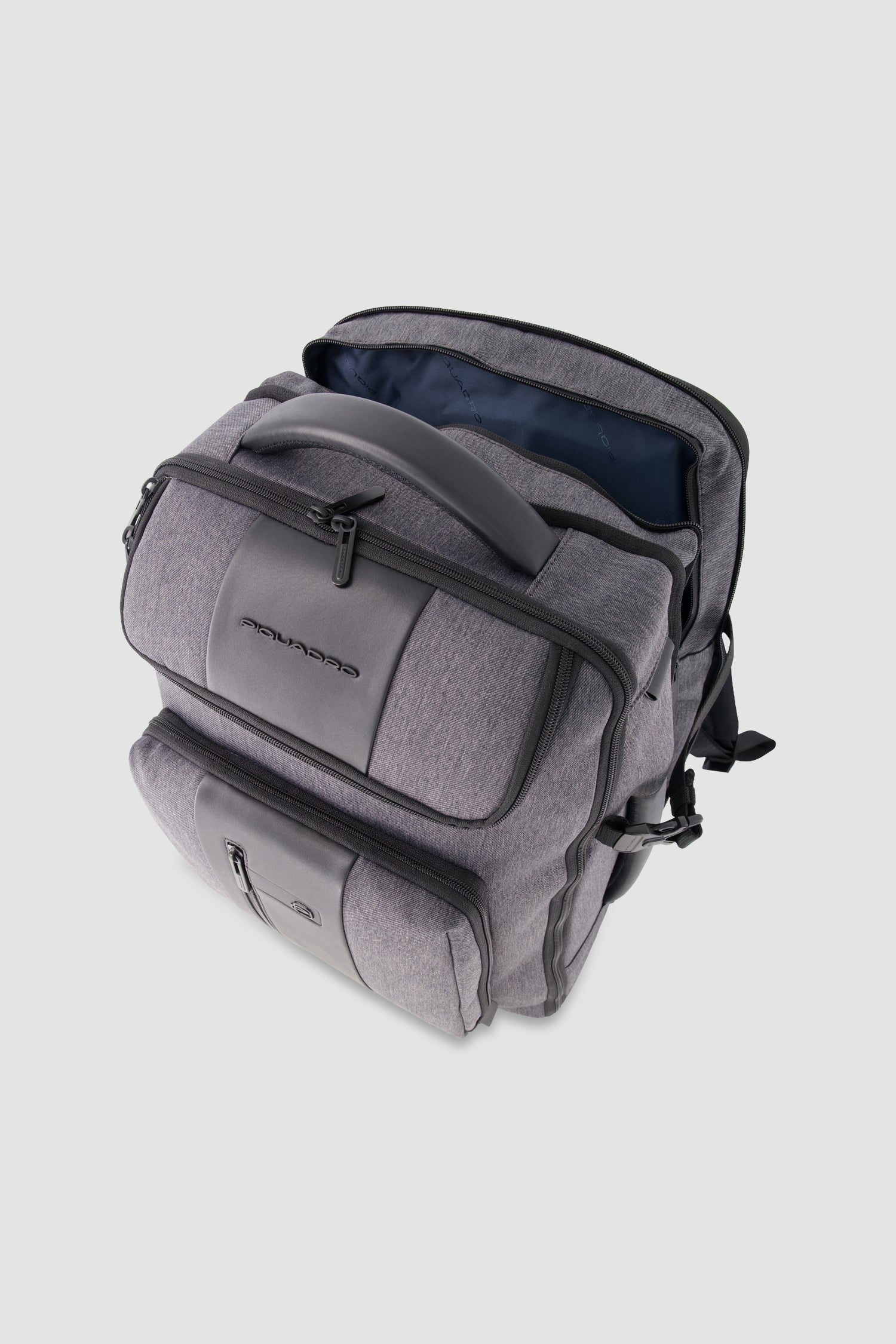 Piquadro Charcoal/Black Expandable Travel Laptop Backpack 15.6"