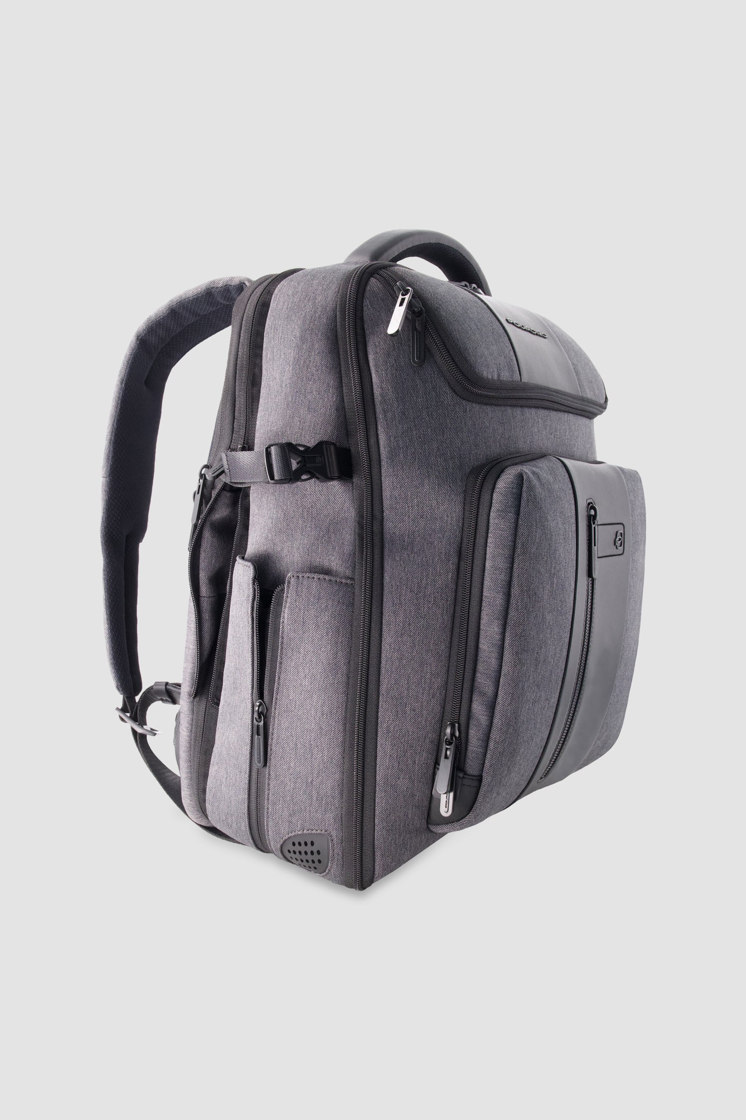 Piquadro Charcoal/Black Expandable Travel Laptop Backpack 15.6"