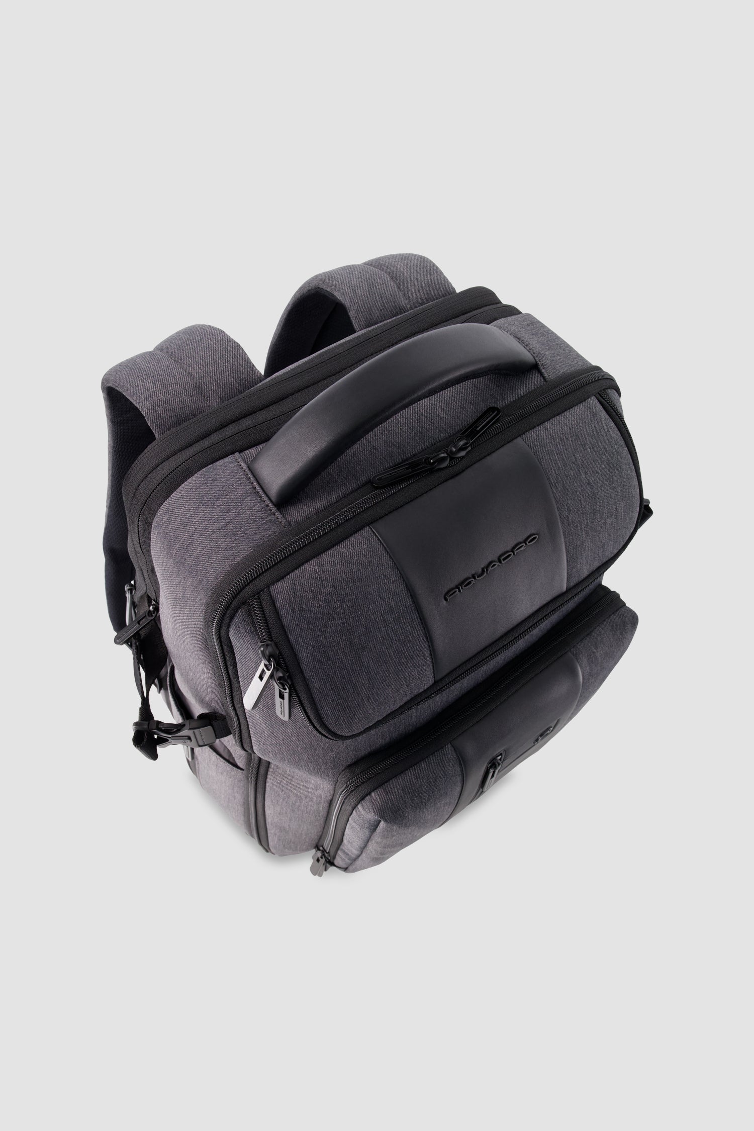 Piquadro Charcoal/Black Expandable Travel Laptop Backpack 15.6"
