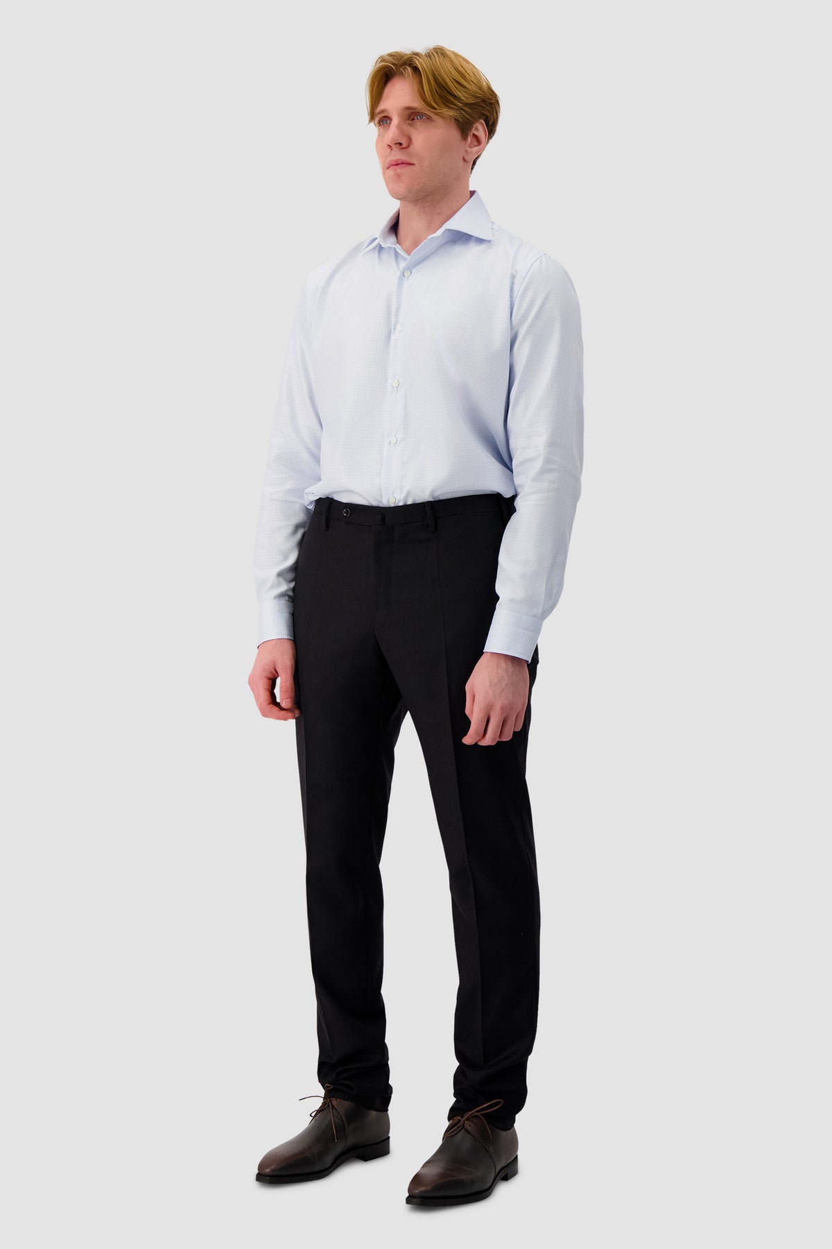 Luigi Borrelli Light Blue Houndstooth Shirt