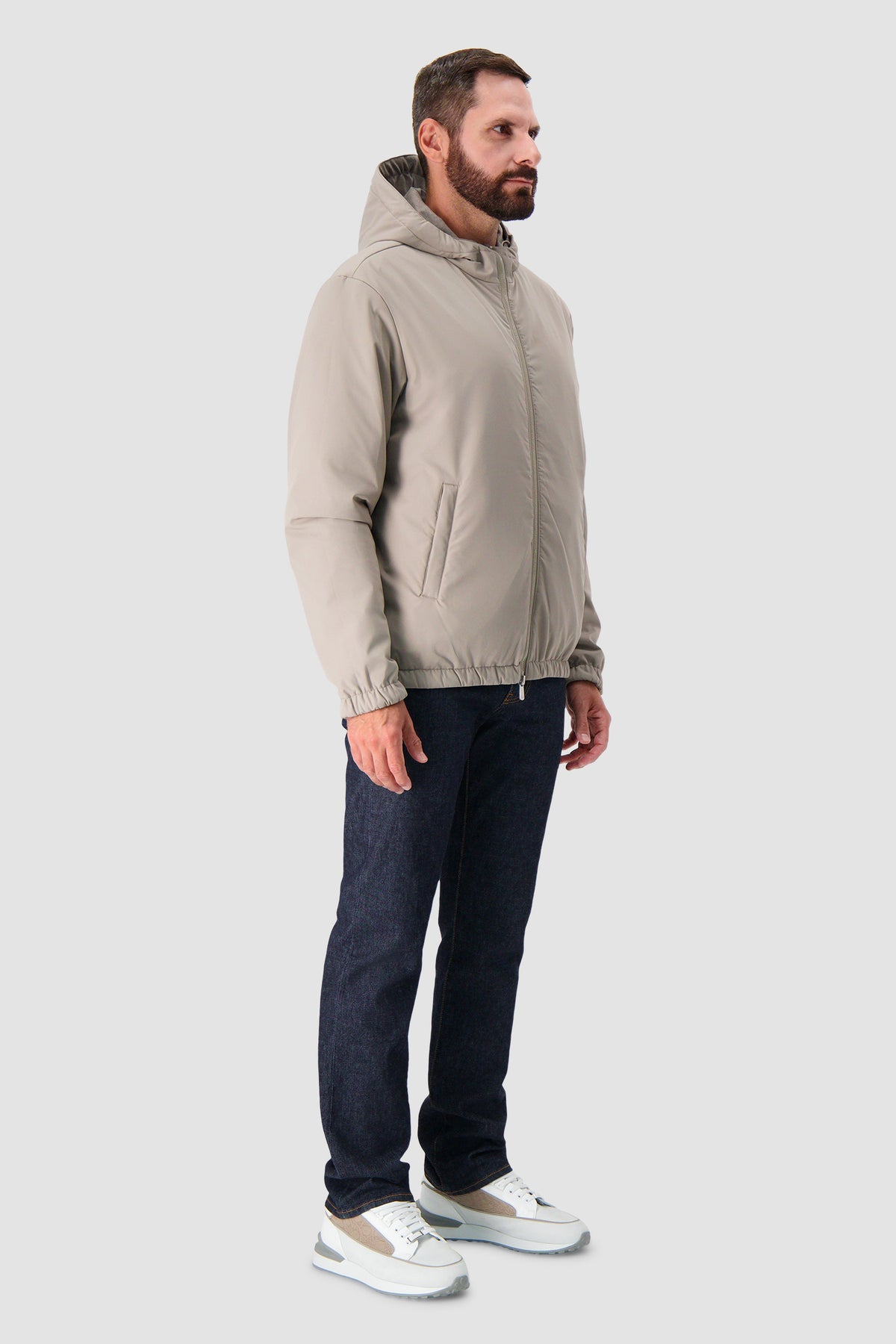 Marco Pescarolo Taupe Hooded Zip Jacket