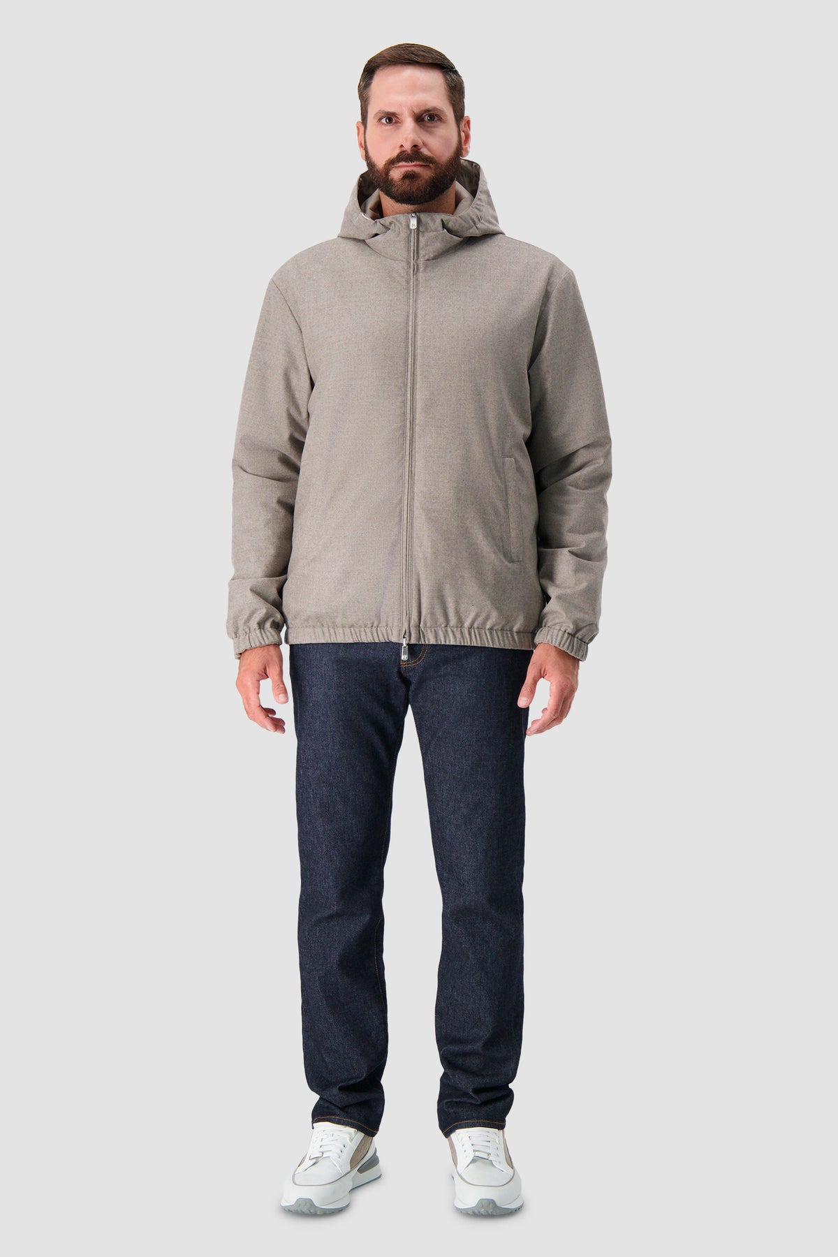 Marco Pescarolo Taupe Hooded Zip Jacket