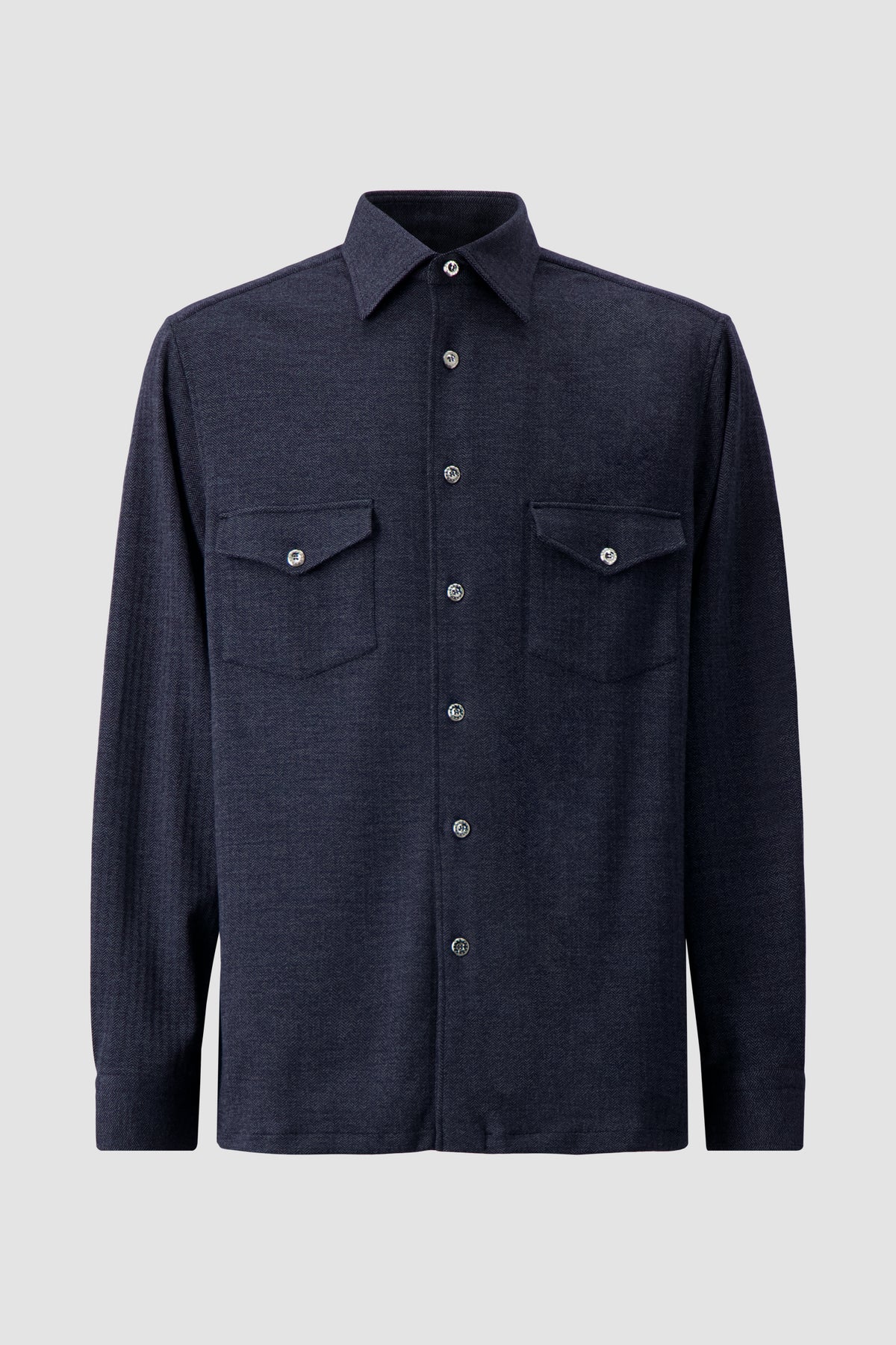 Stefano Ricci Navy Blue Wool Overshirt