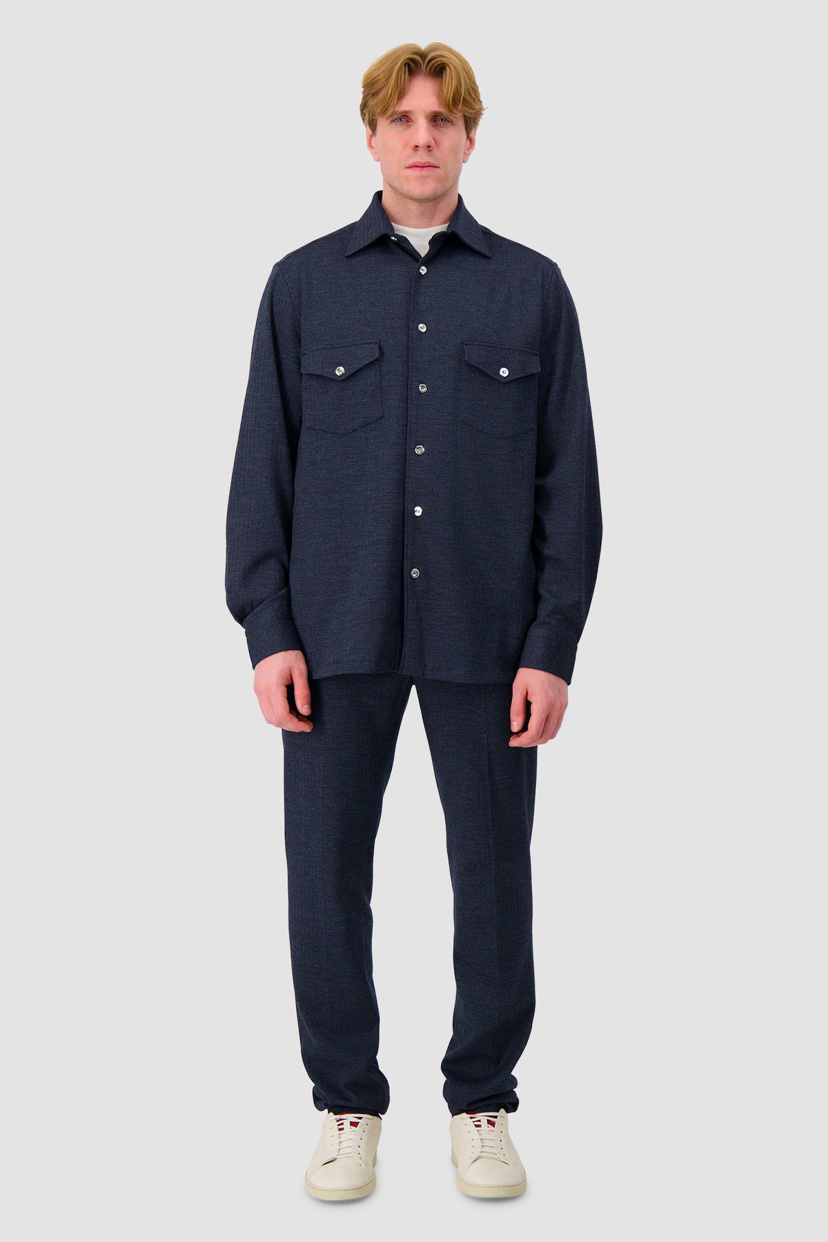 Stefano Ricci Navy Blue Wool Overshirt