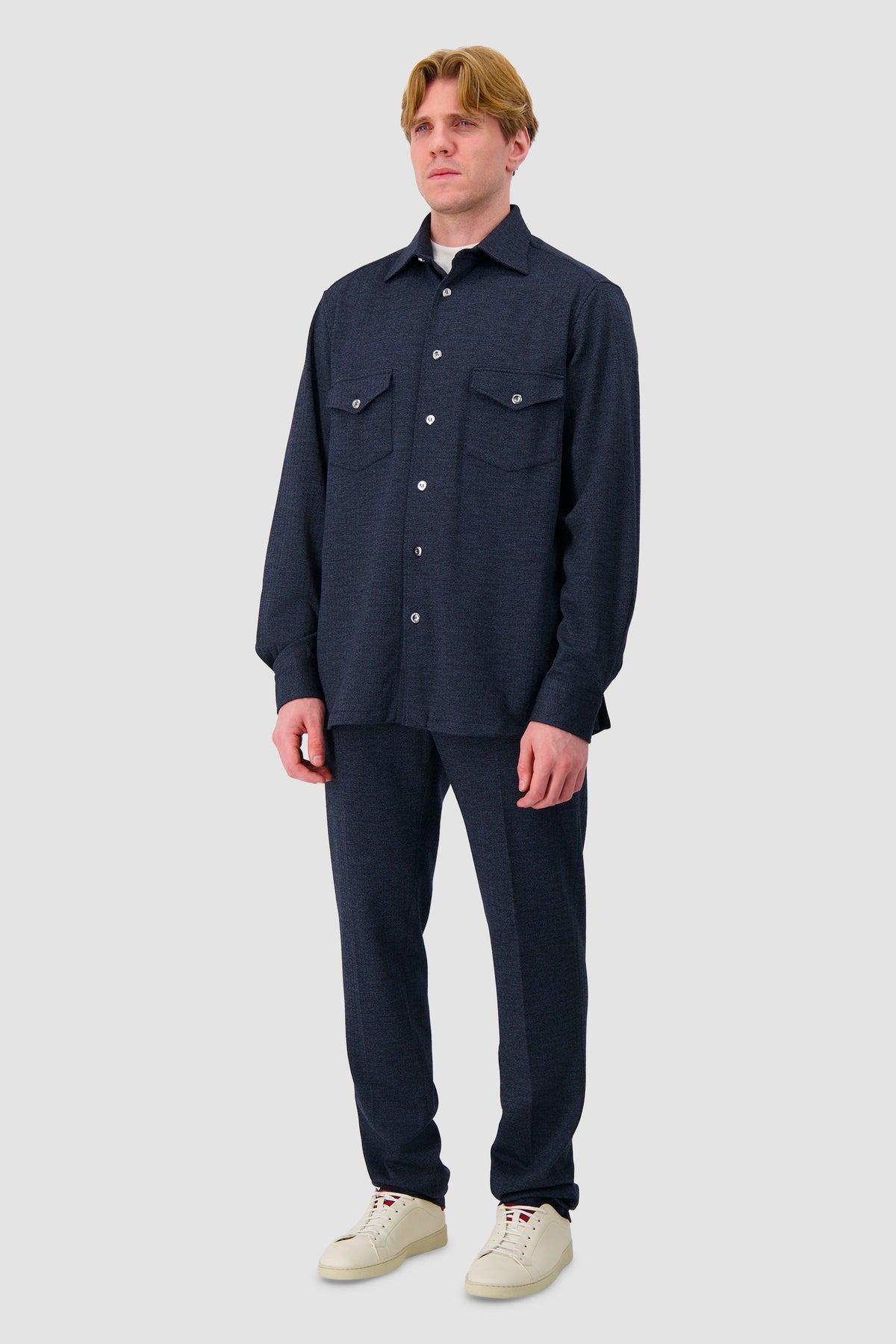 Stefano Ricci Navy Blue Wool Overshirt