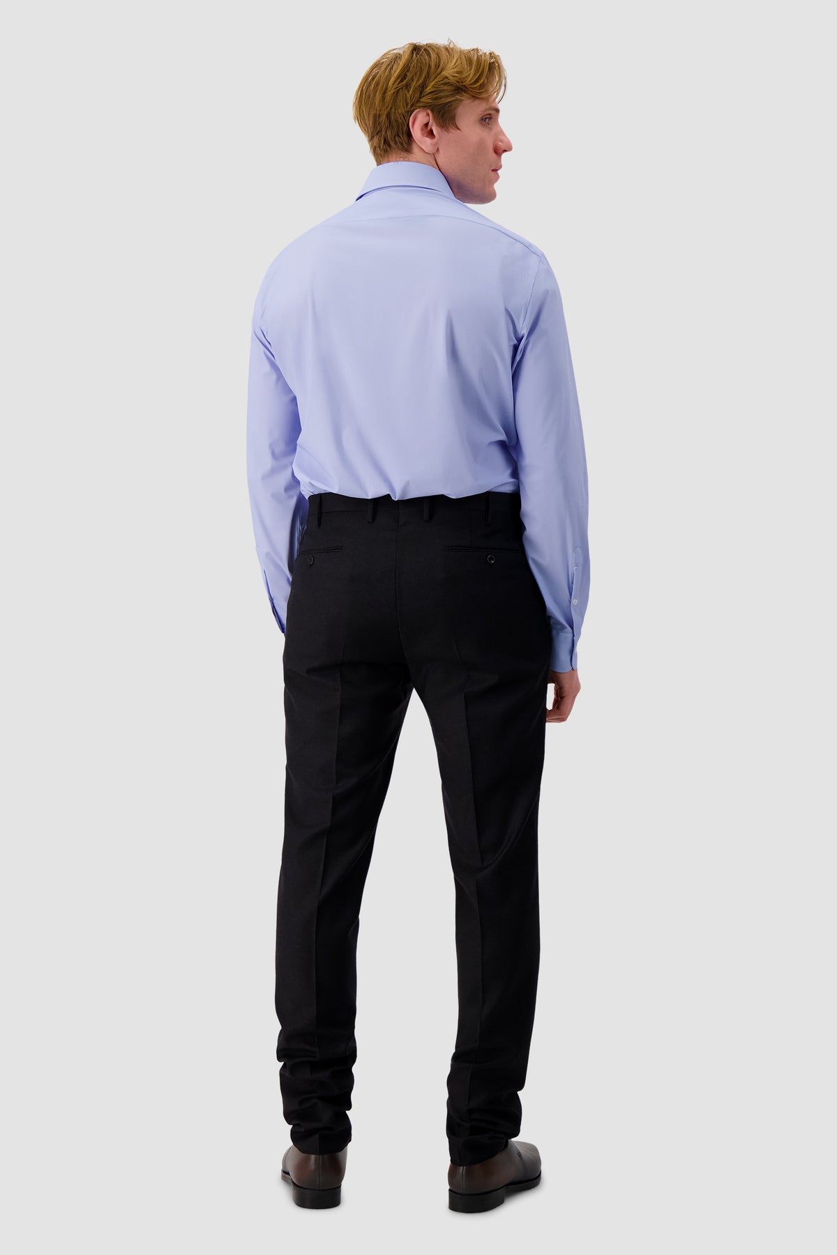 Barba Napoli Light Blue Striped Nylon/Spandex Dress Shirt