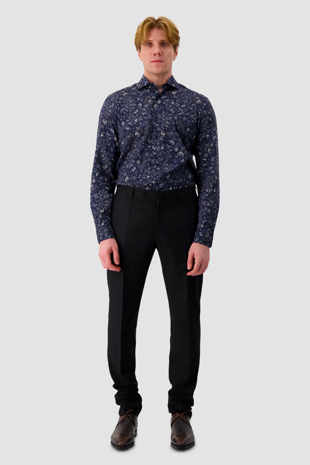 Barba Napoli Navy Print Dandy Life Shirt