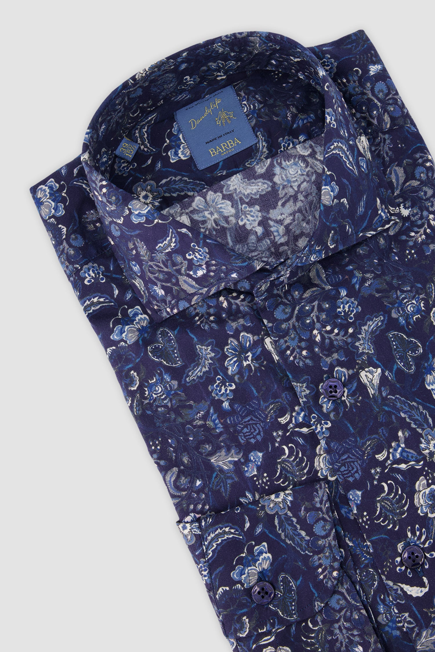 Barba Napoli Navy Print Dandy Life Shirt