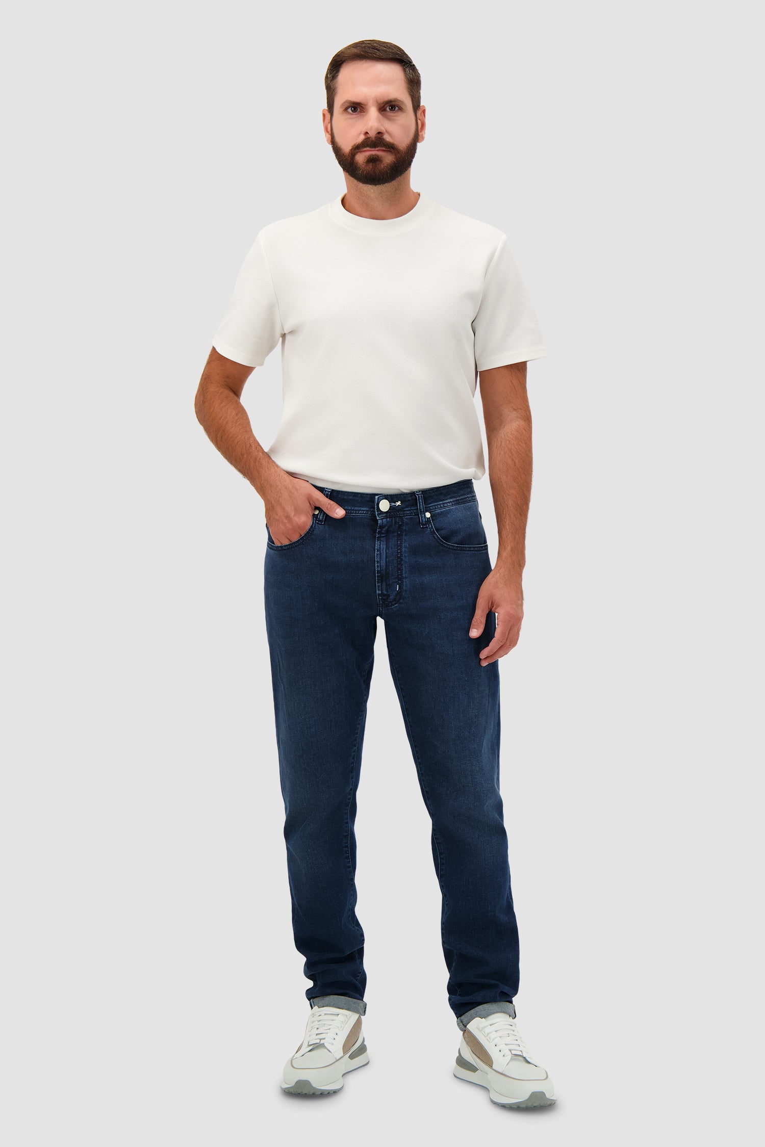 Tramarossa Michelangelo Blue Cotton Stretch Textured Jeans