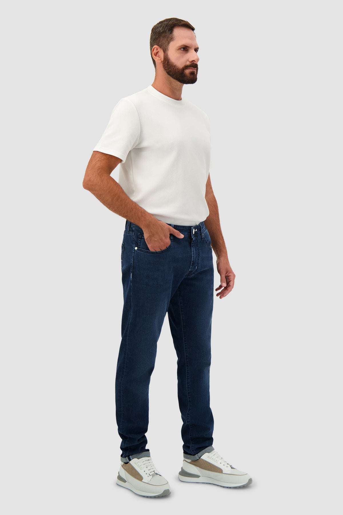Tramarossa Michelangelo Blue Cotton Stretch Textured Jeans