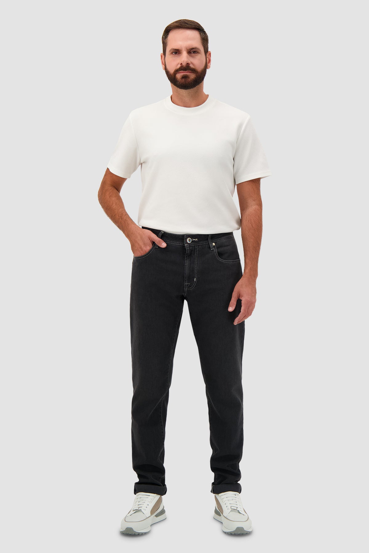 Tramarossa Michelangelo Black Cotton Blend Textured Jeans
