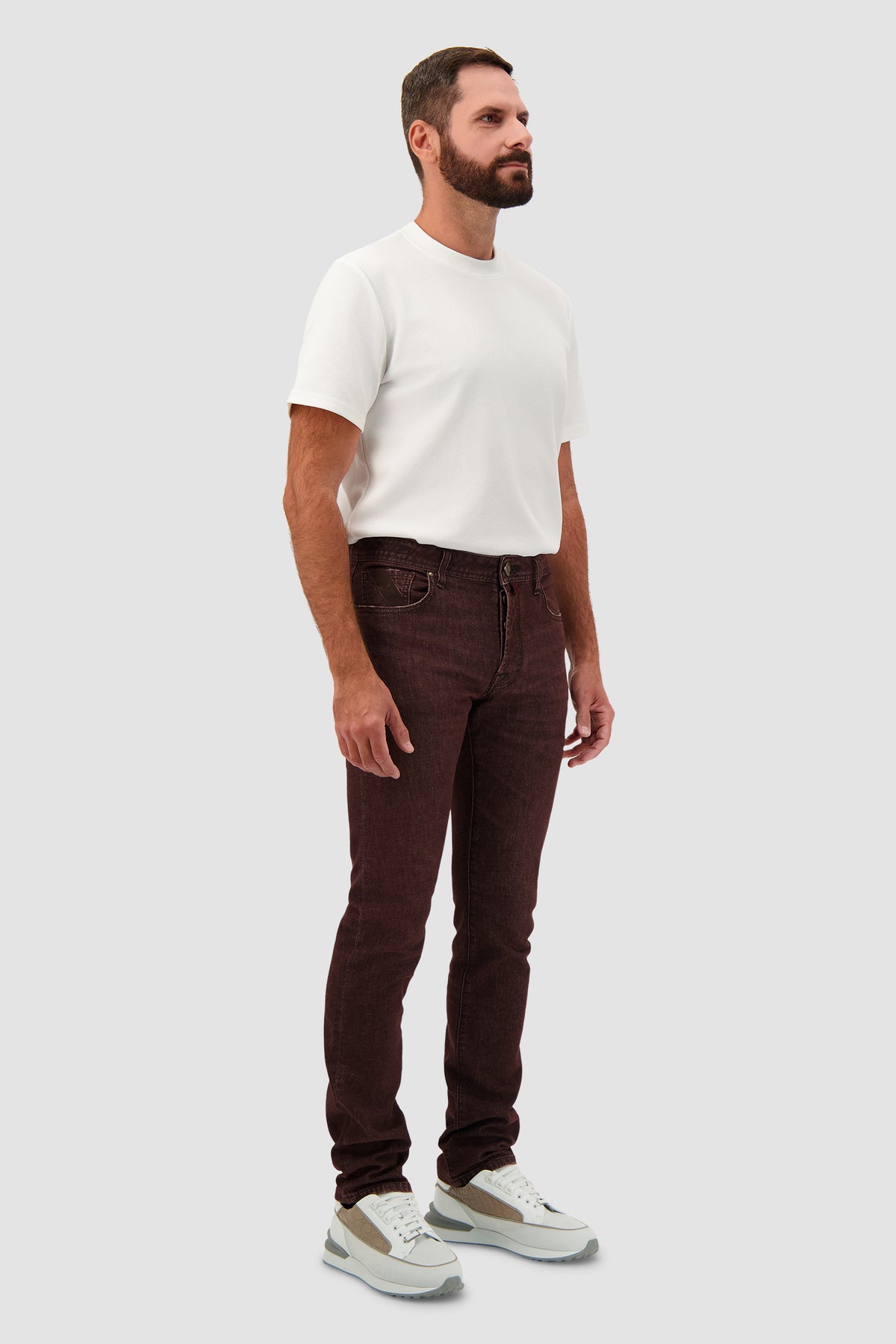 Jacob Cohen Burgundy Washed Denim Jeans