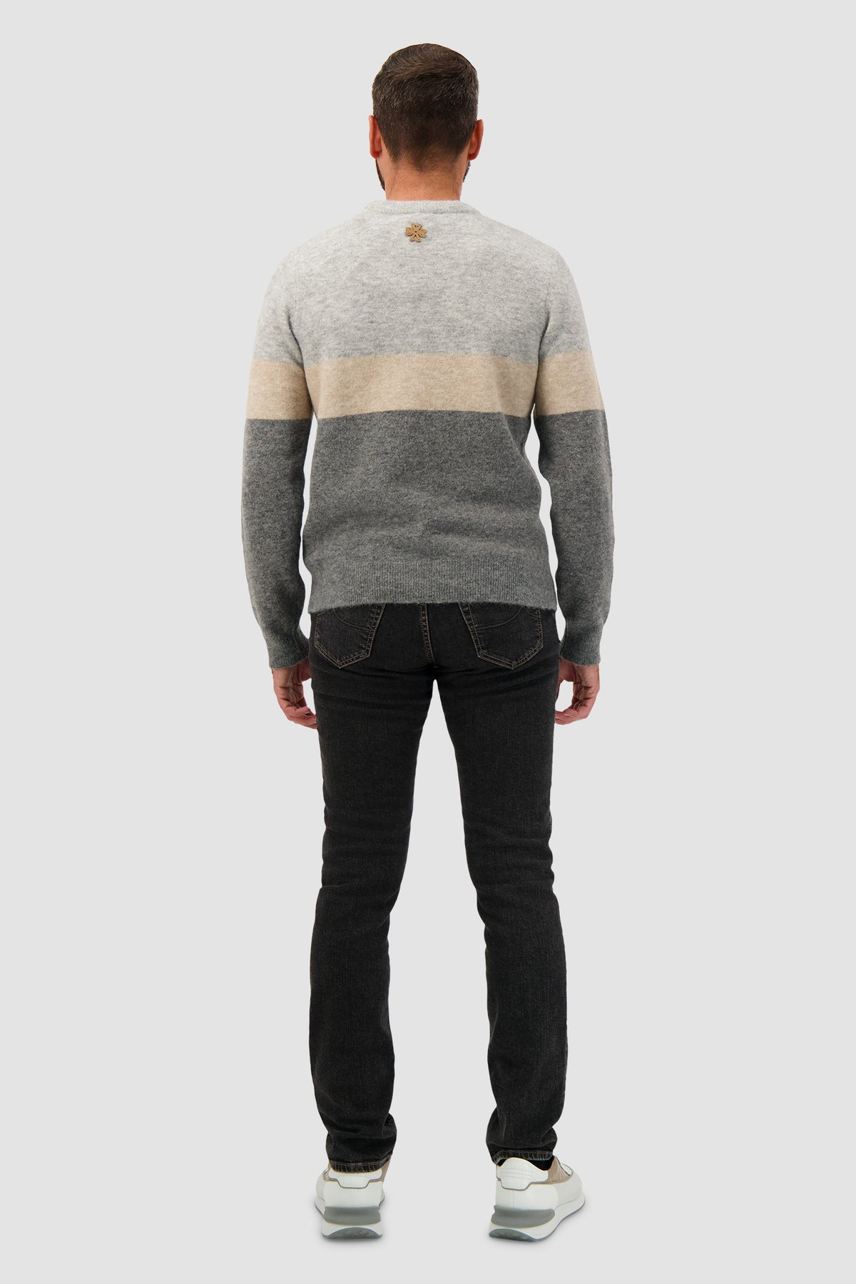 Jacob Cohen Grey Color-Block Apres-Ski Graphic Sweater