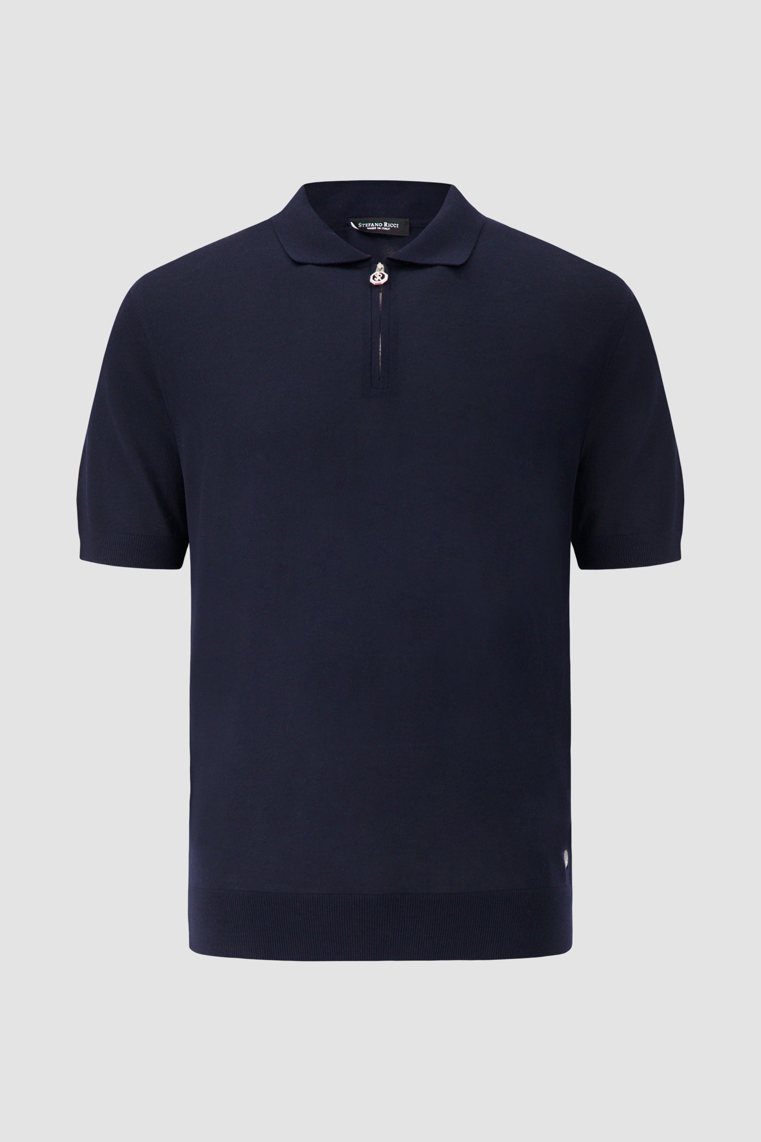 Stefano Ricci Navy Wool Zip Polo