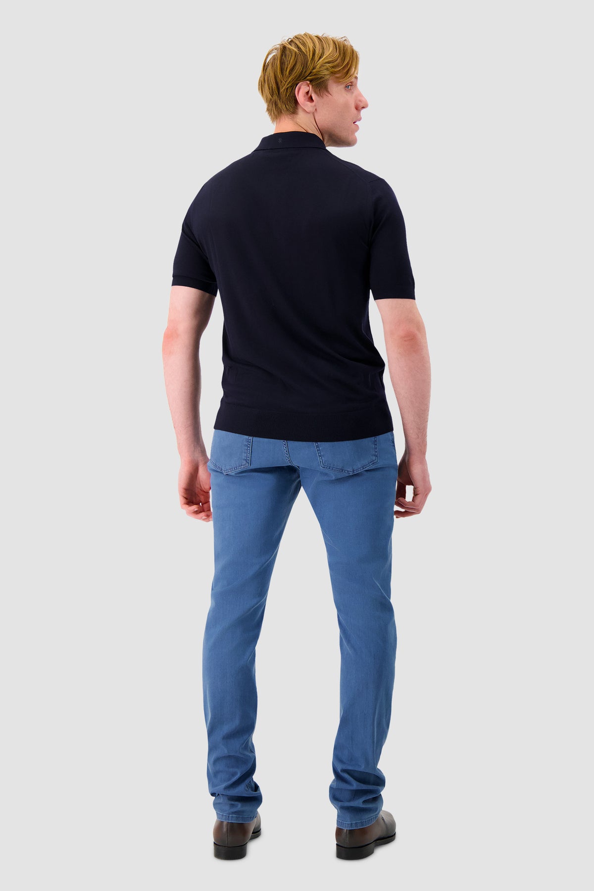 Stefano Ricci Navy Wool Zip Polo