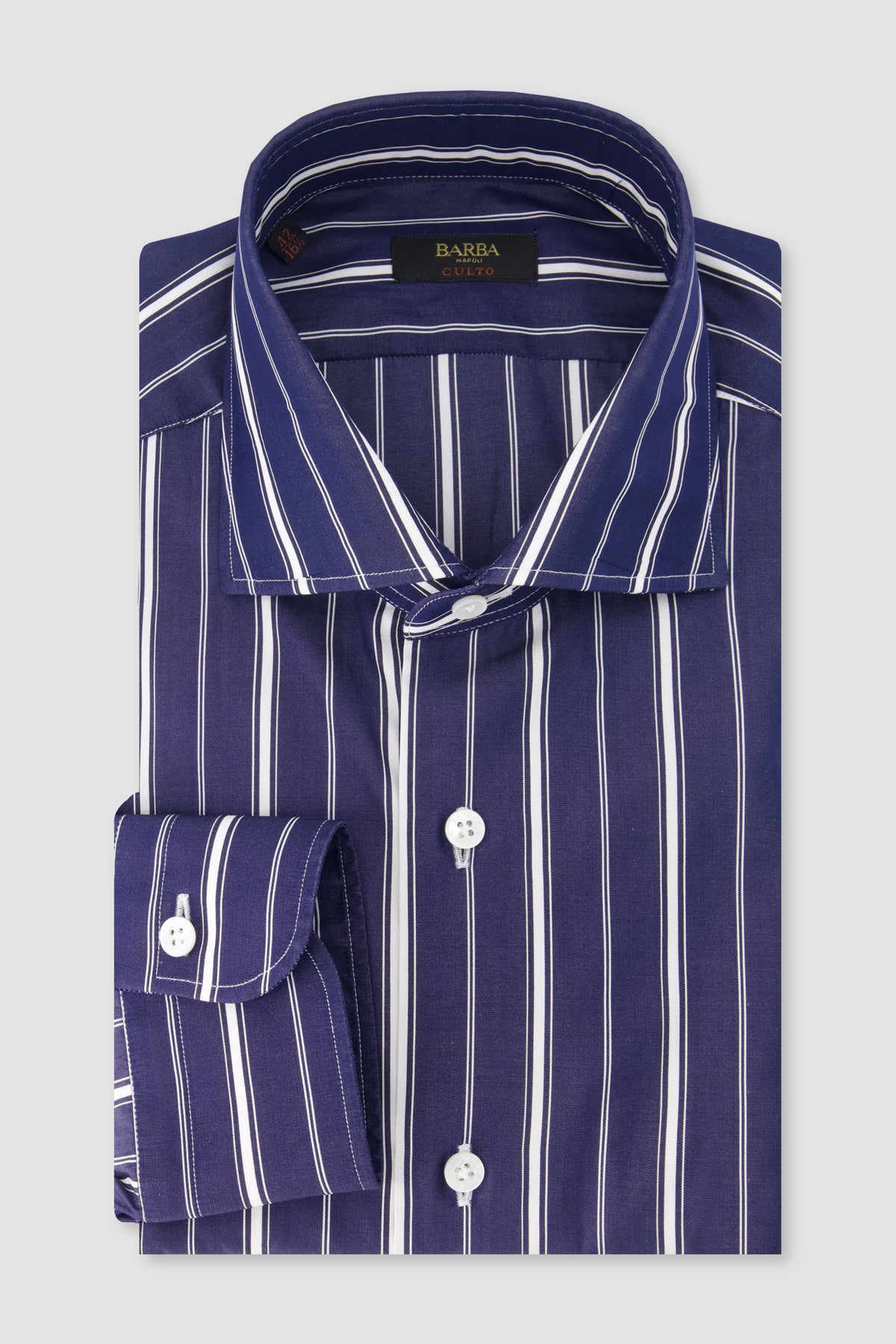 Barba Napoli Navy Stripe Cotton Shirt