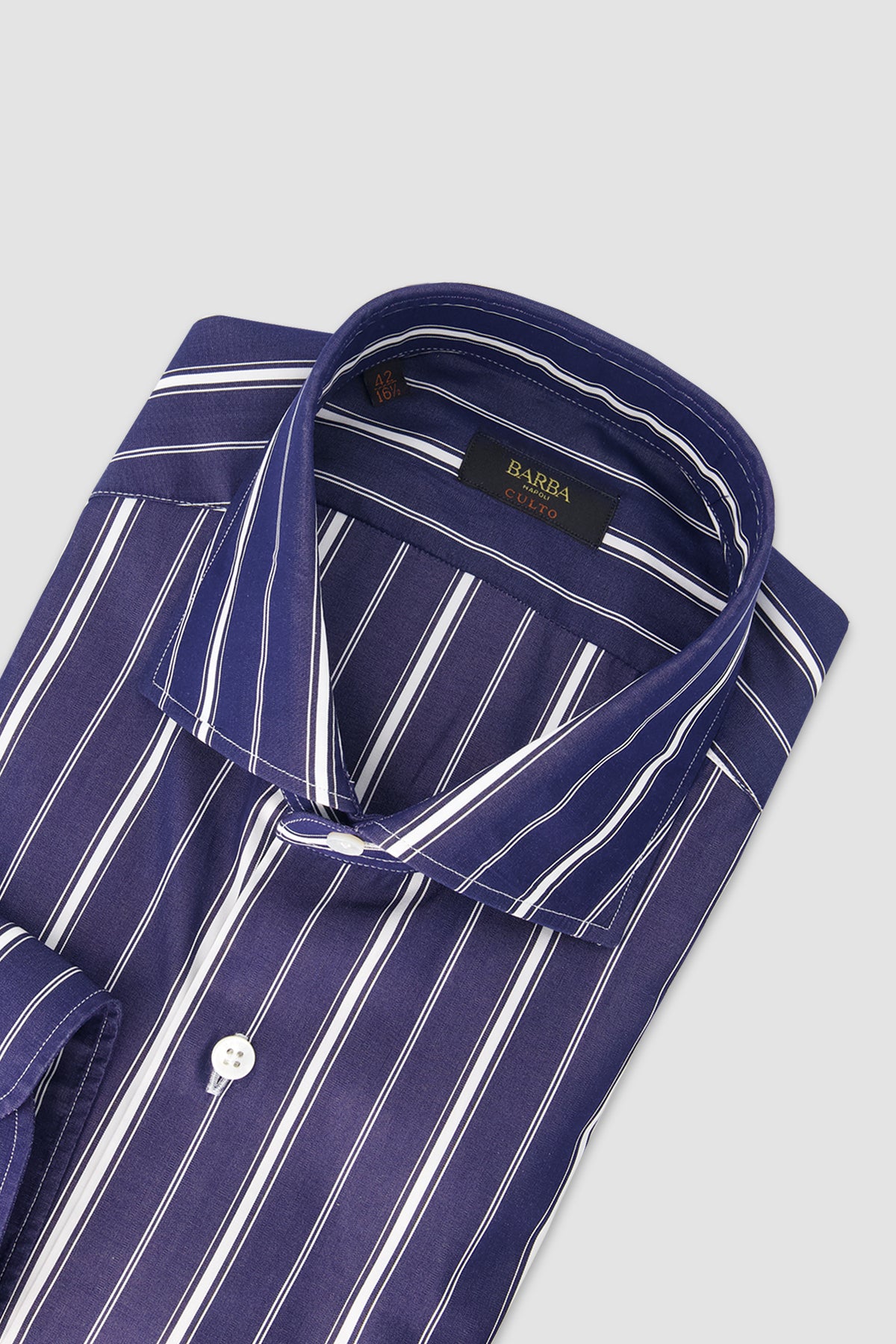 Barba Napoli Navy Stripe Cotton Shirt