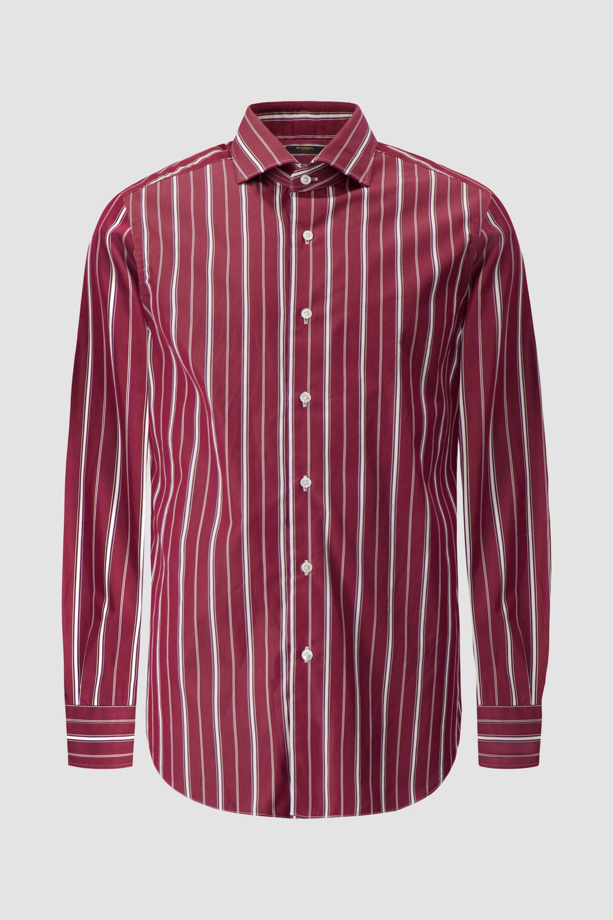 Barba Napoli Burgundy Striped Cotton Shirt