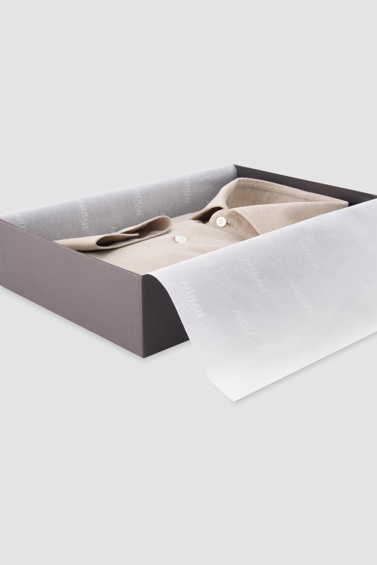 Barba Napoli Brown Cotton/Cashmere Dress Shirt