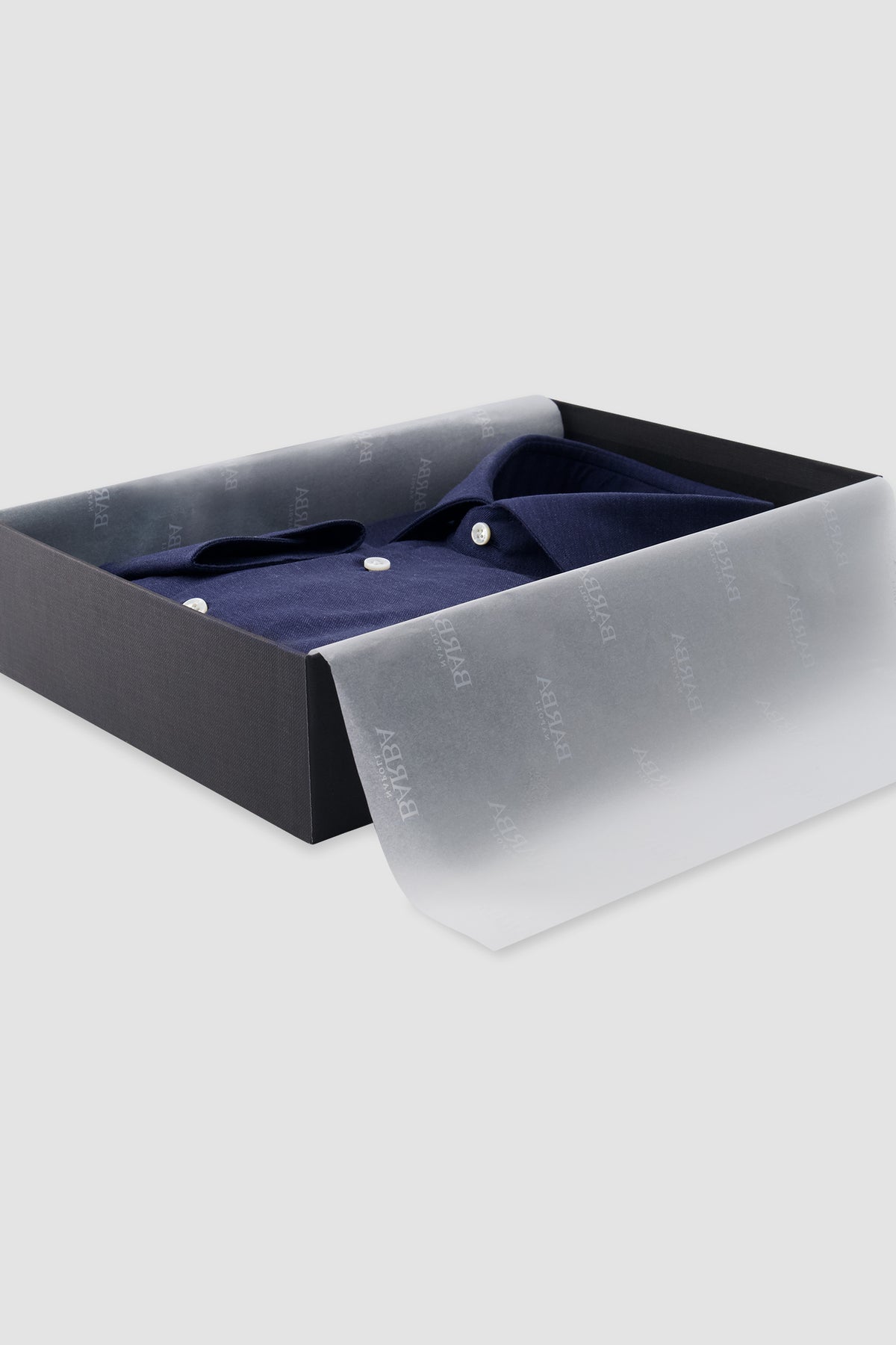 Barba Napoli Navy Cotton/Cashmere Dress Shirt