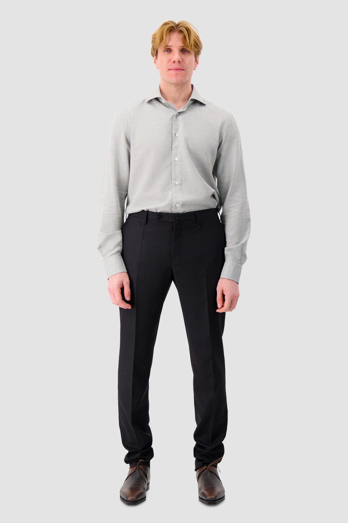 Barba Napoli Grey Cotton/Cashmere Dress Shirt