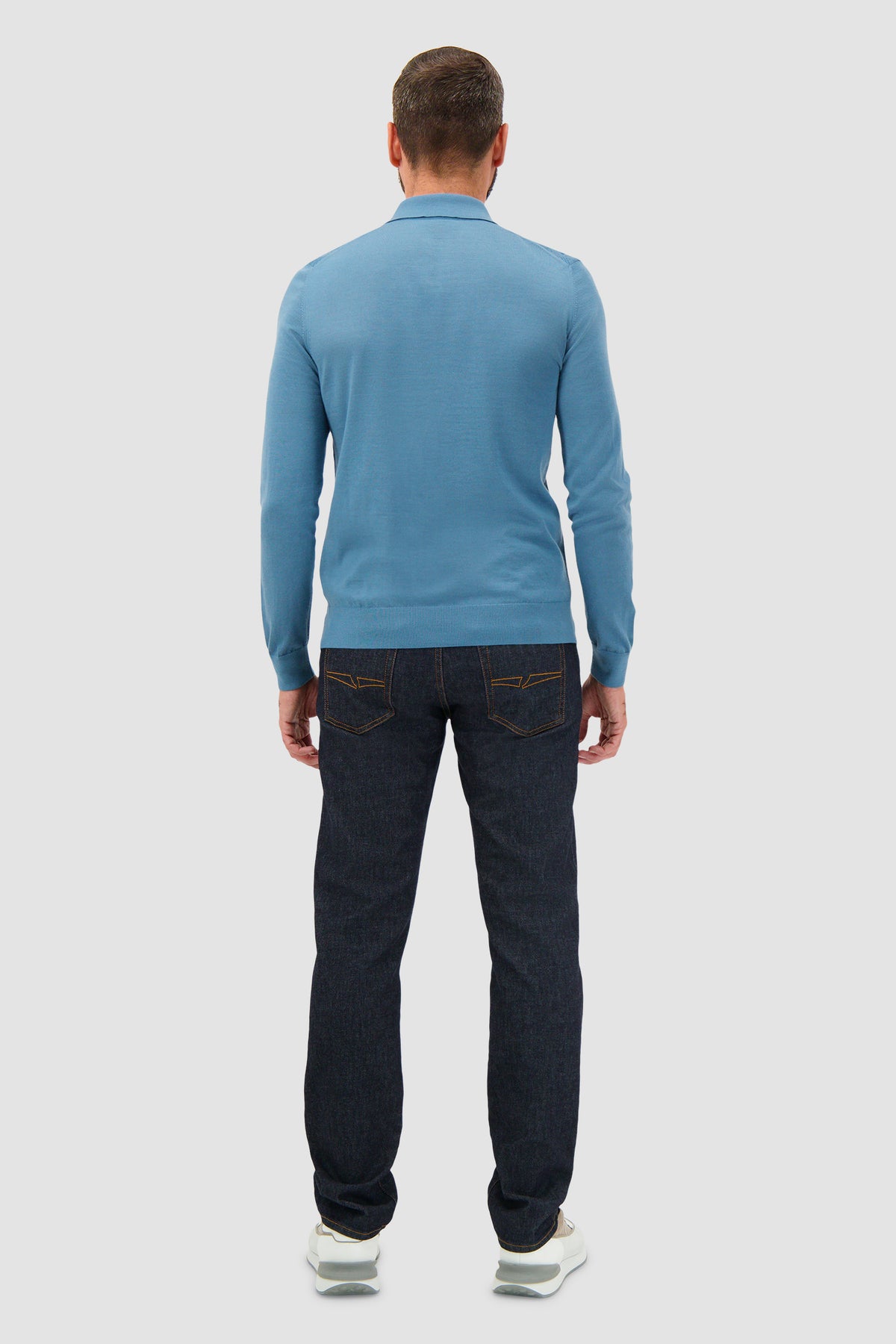Stefano Ricci Black Cashmere/Silk Jacquard Zip Long Sleeve Polo
