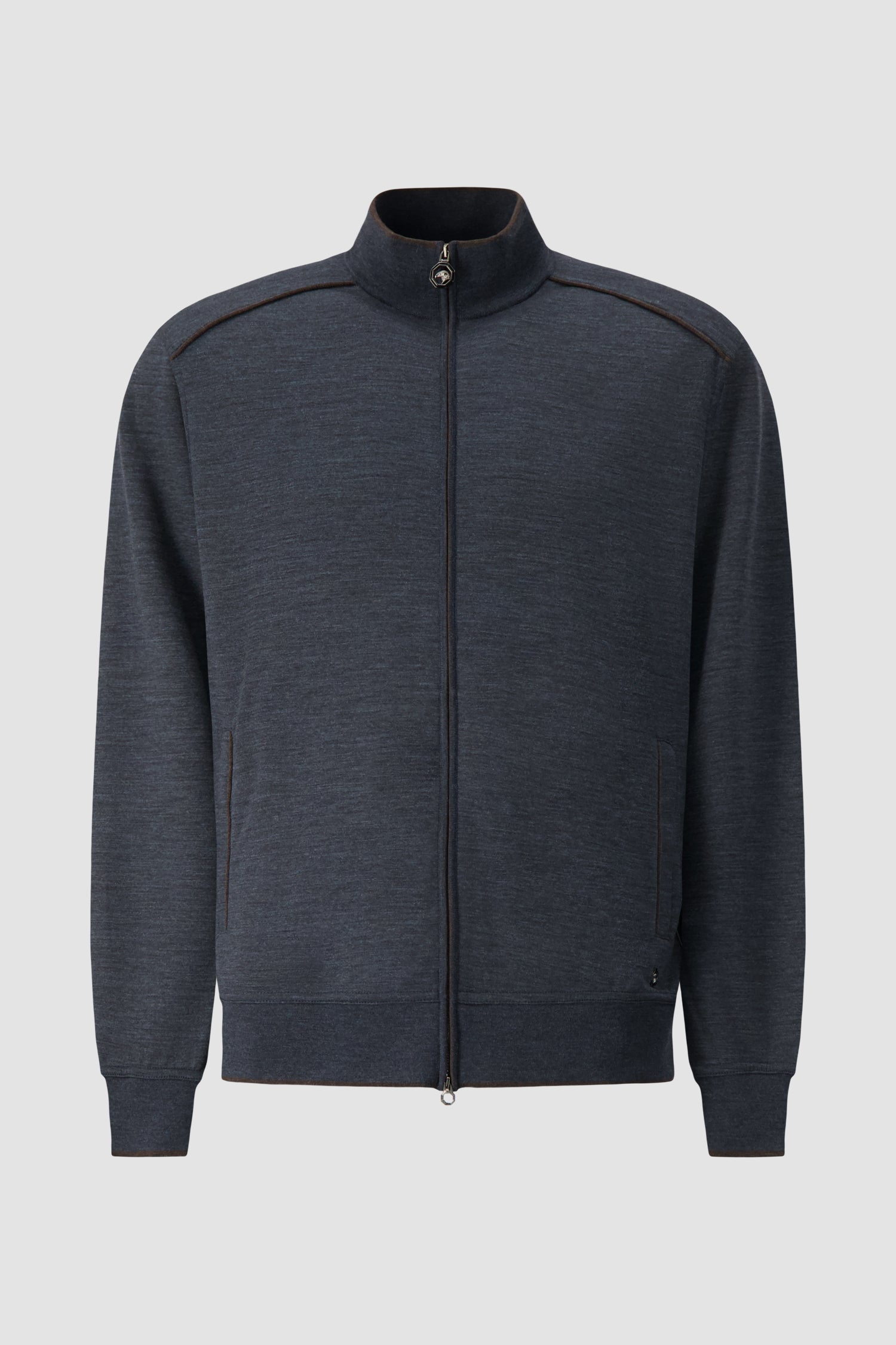 Stefano Ricci Navy Wool Knit Zip Sweater