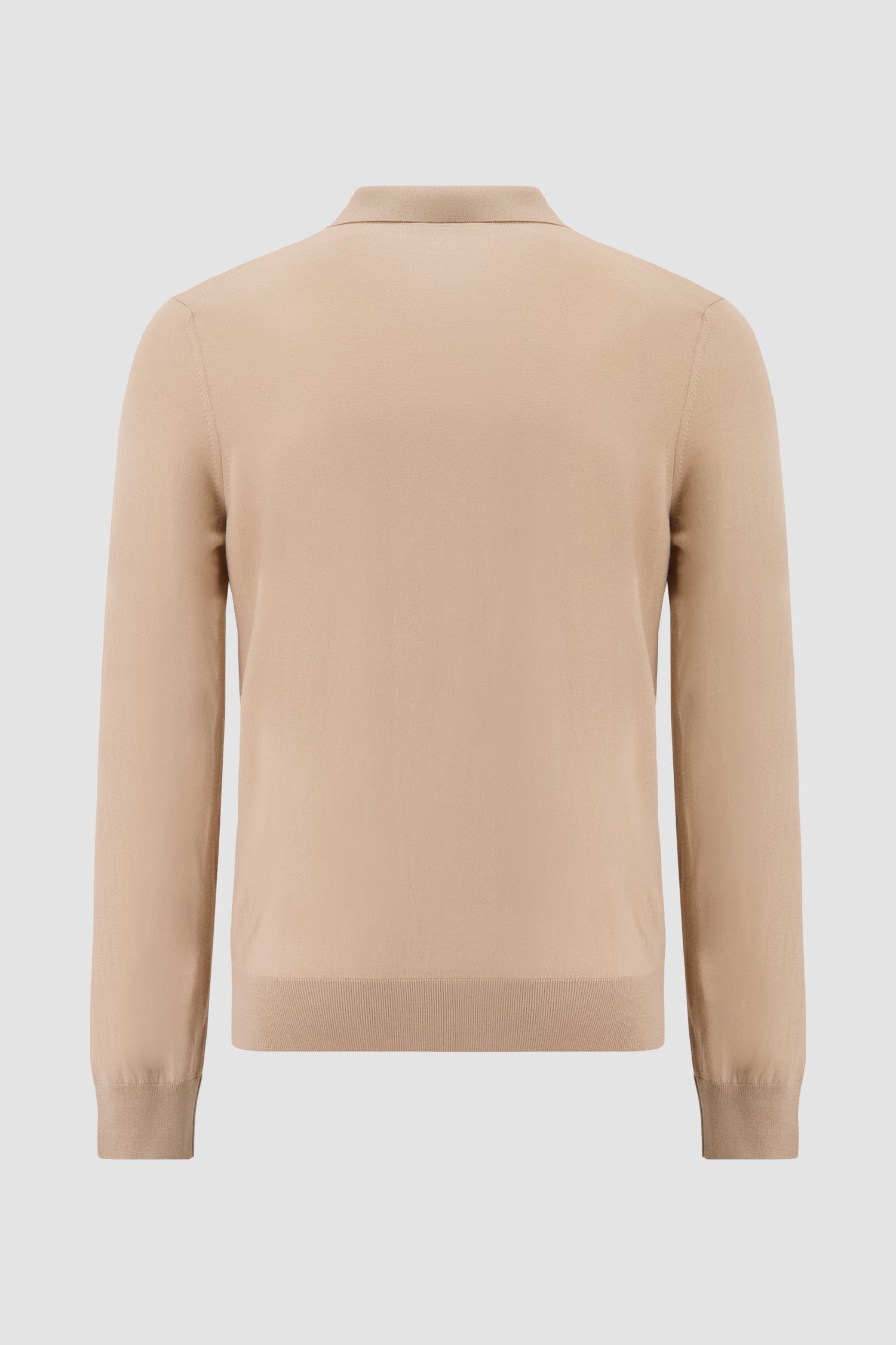 Stefano Ricci Beige Wool Long Sleeve Textured Polo