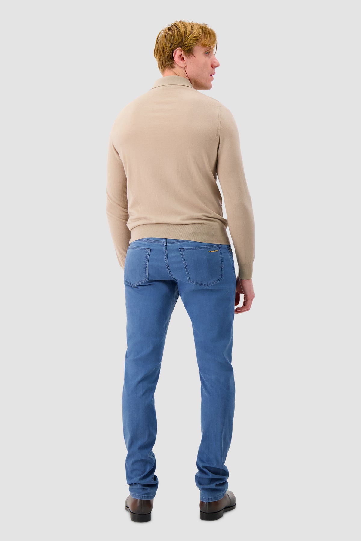 Stefano Ricci Beige Wool Long Sleeve Textured Polo