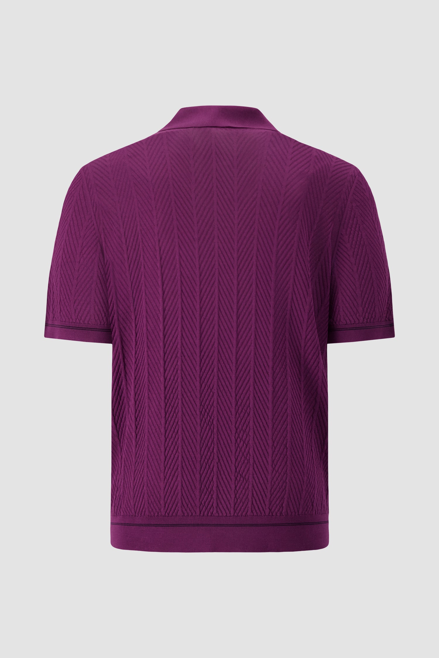 Zilli Purple Button Short Sleeve Textured Polo