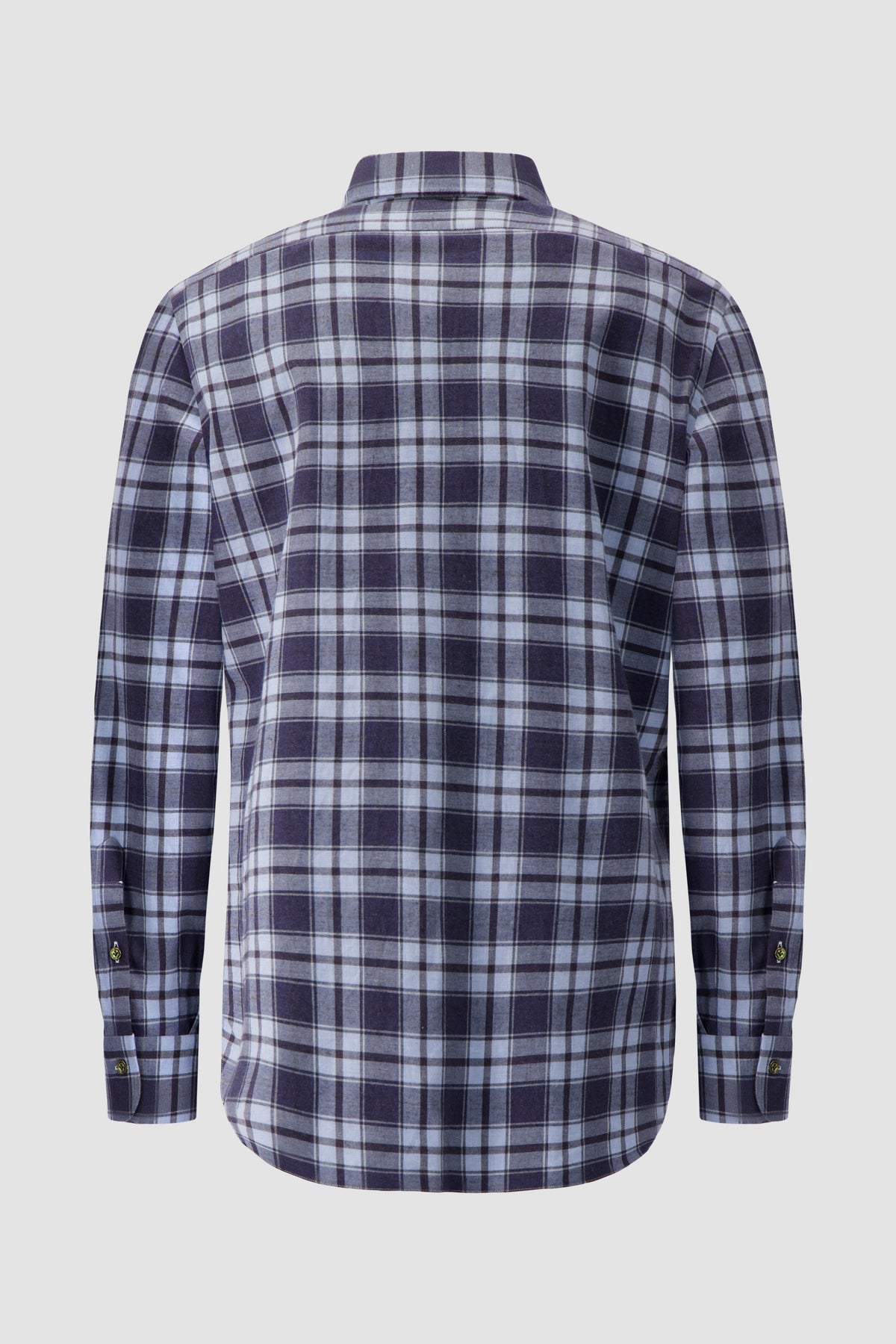 Barba Napoli Blue/Grey Plaid Cotton Shirt