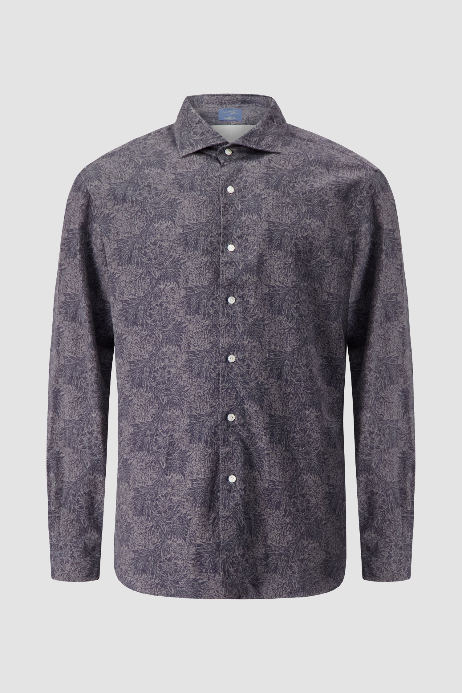Barba Napoli Navy Cotton Floral Dress Shirt