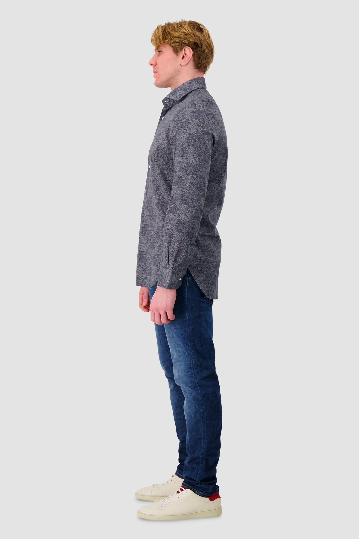 Barba Napoli Navy Cotton Floral Dress Shirt