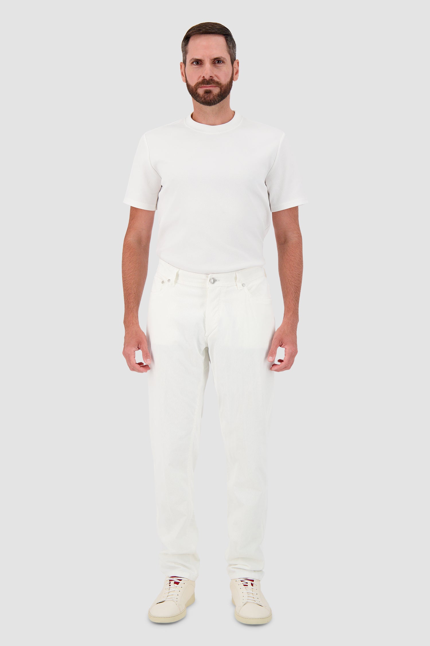 Barba Napoli White Courduroy Trousers