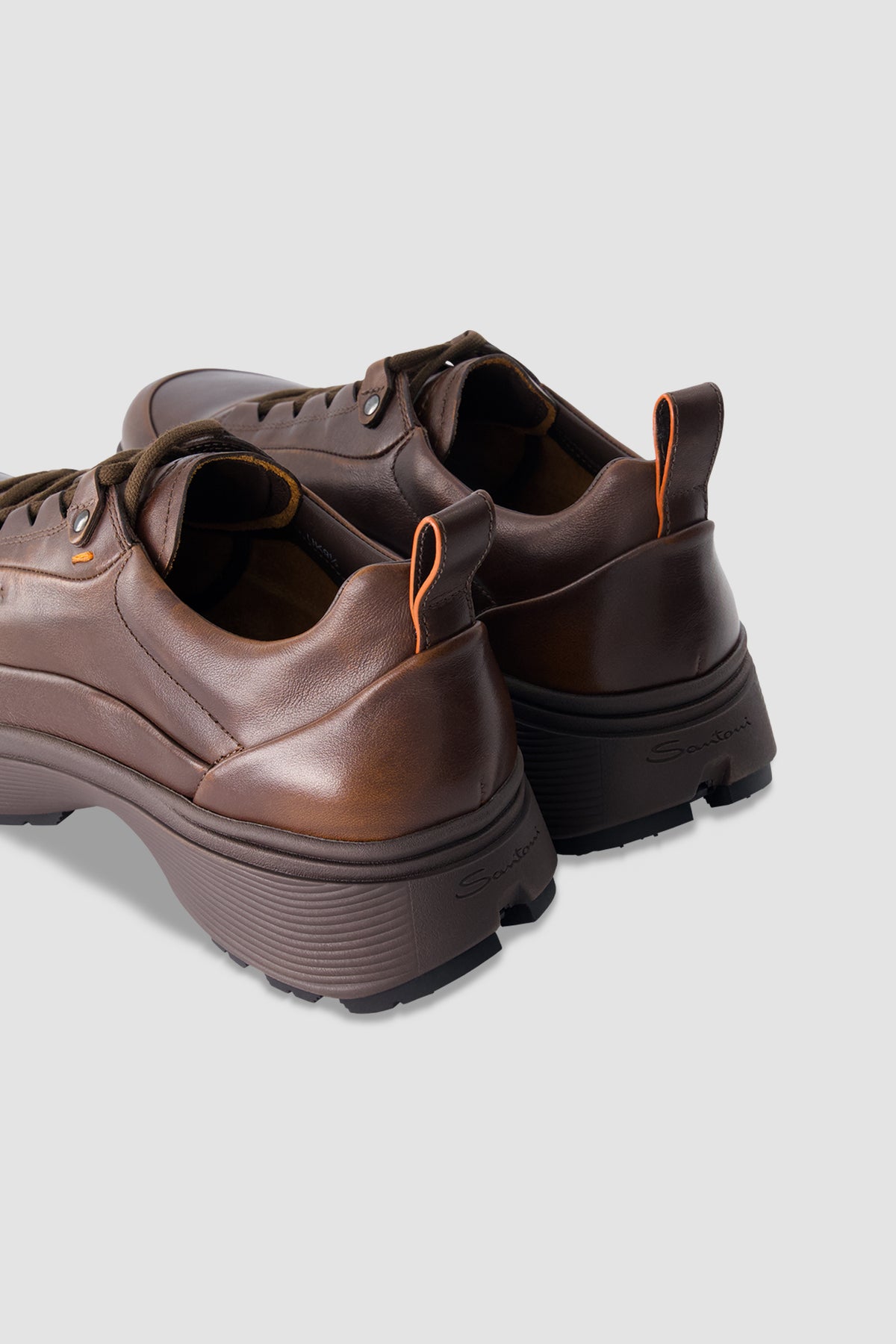 Santoni Dark Brown Leather Sneakers