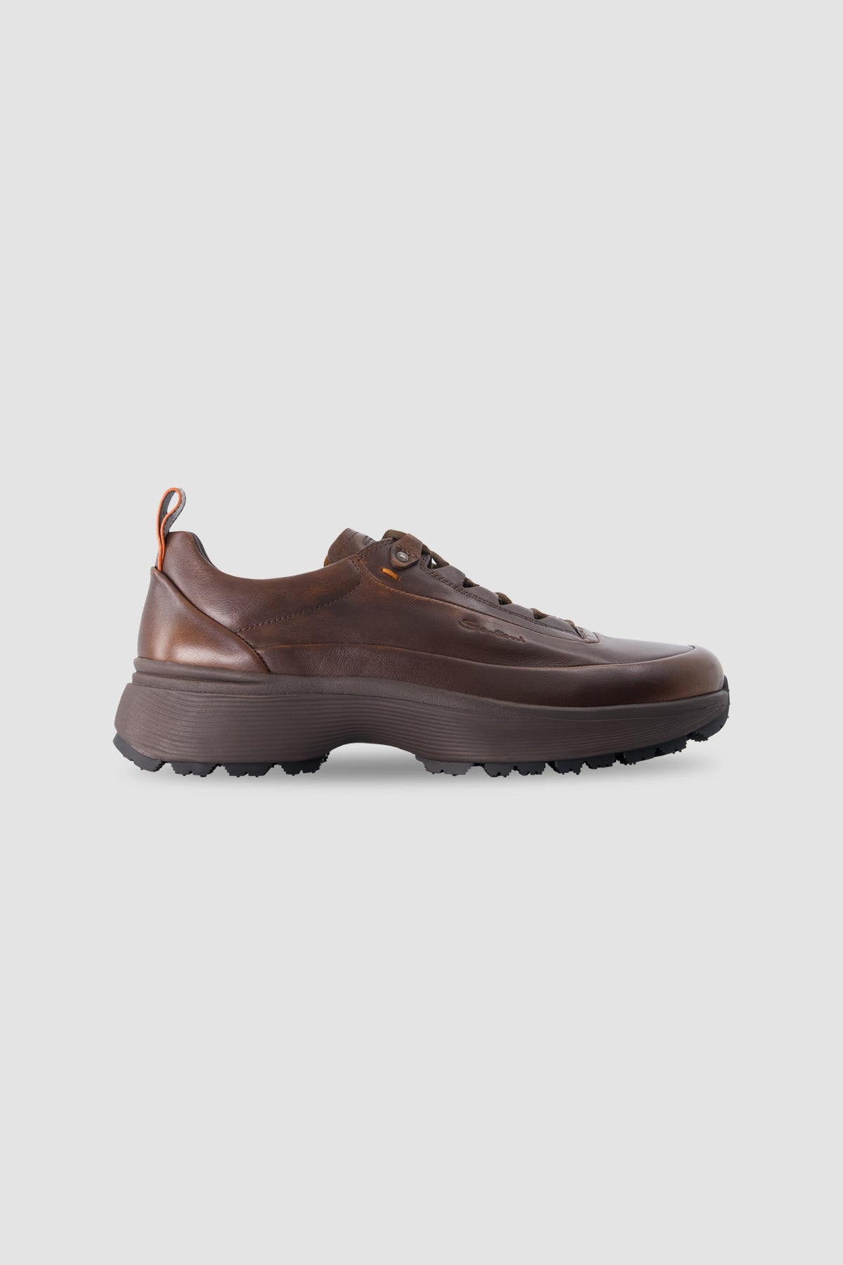 Santoni Dark Brown Leather Sneakers
