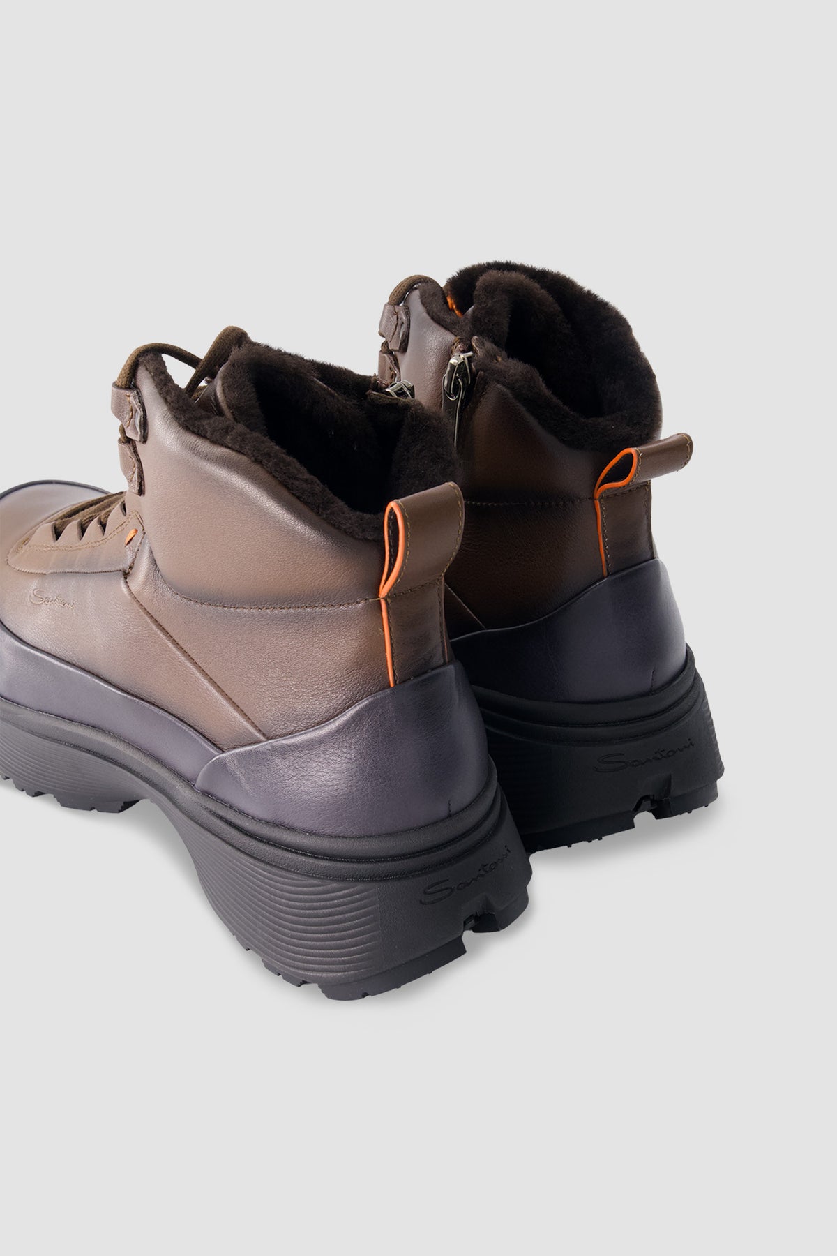 Santoni Brown Lace-Up Boots