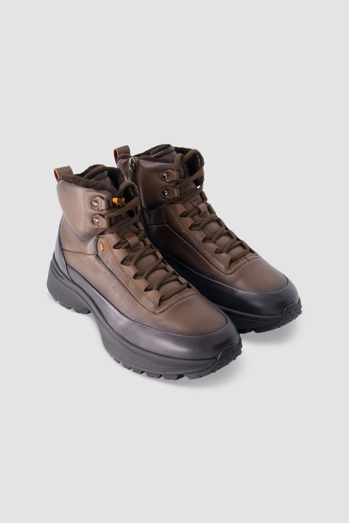 Santoni Brown Lace-Up Boots