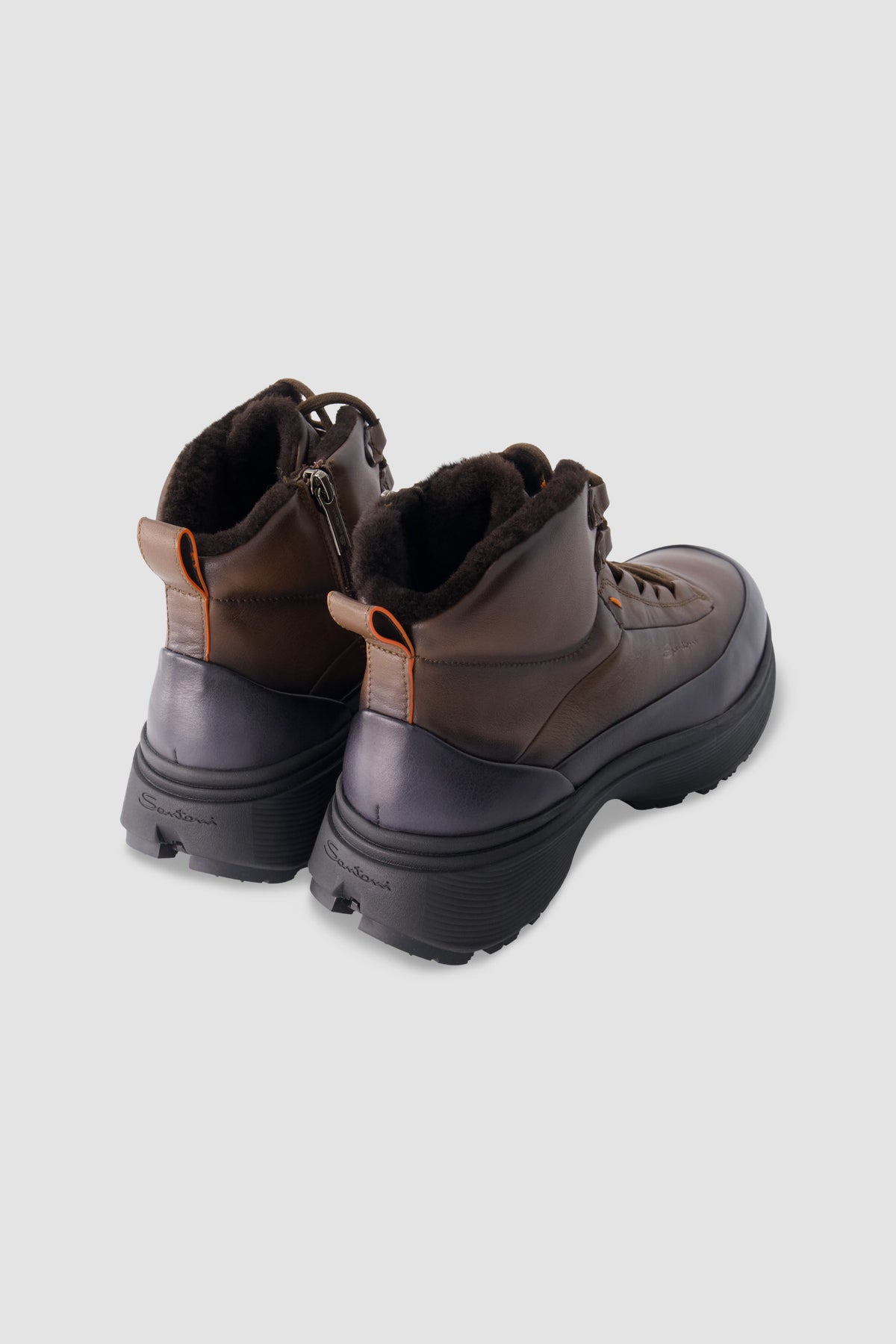 Santoni Brown Lace-Up Boots