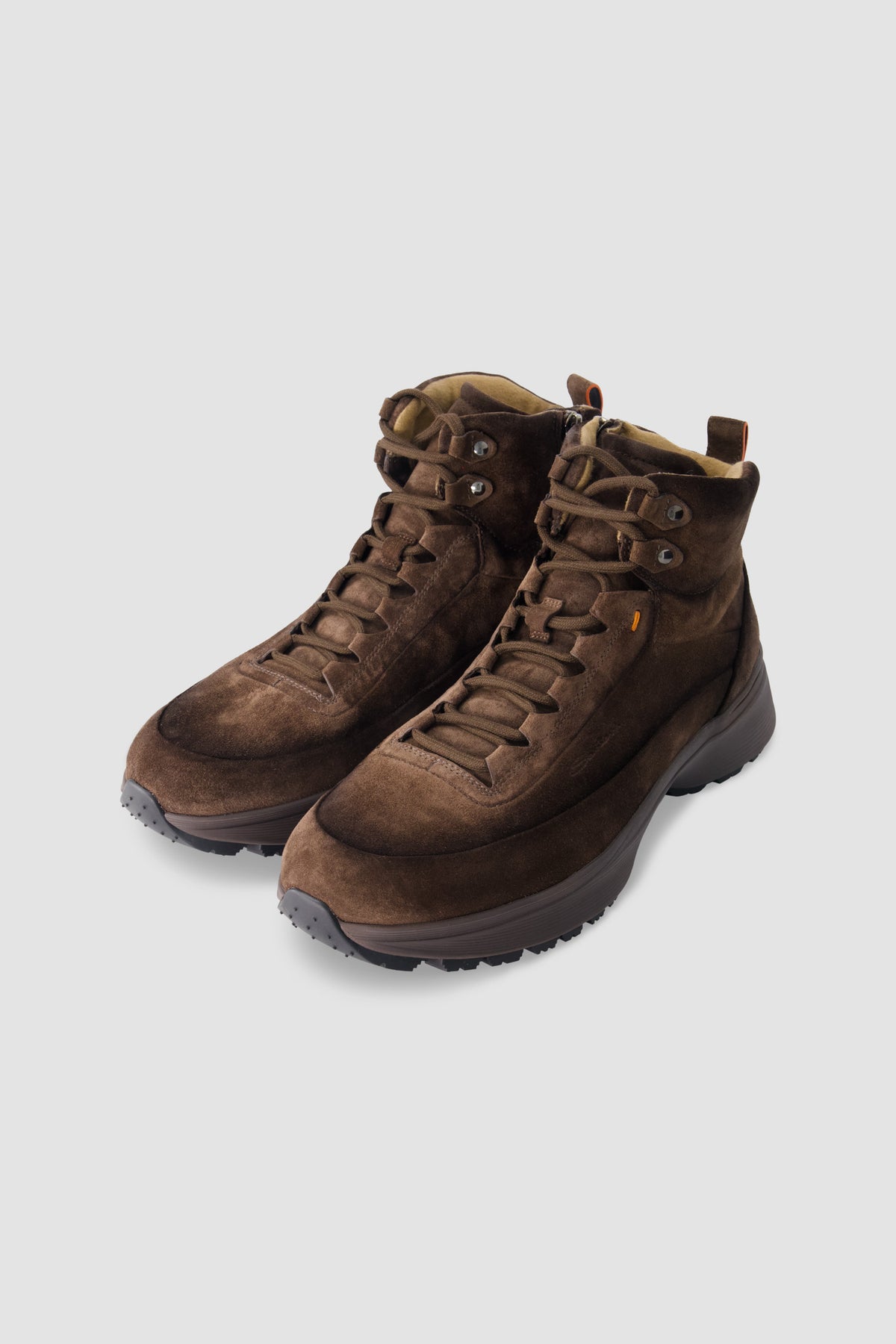 Santoni Dark Brown Suede Lace-Up Boots