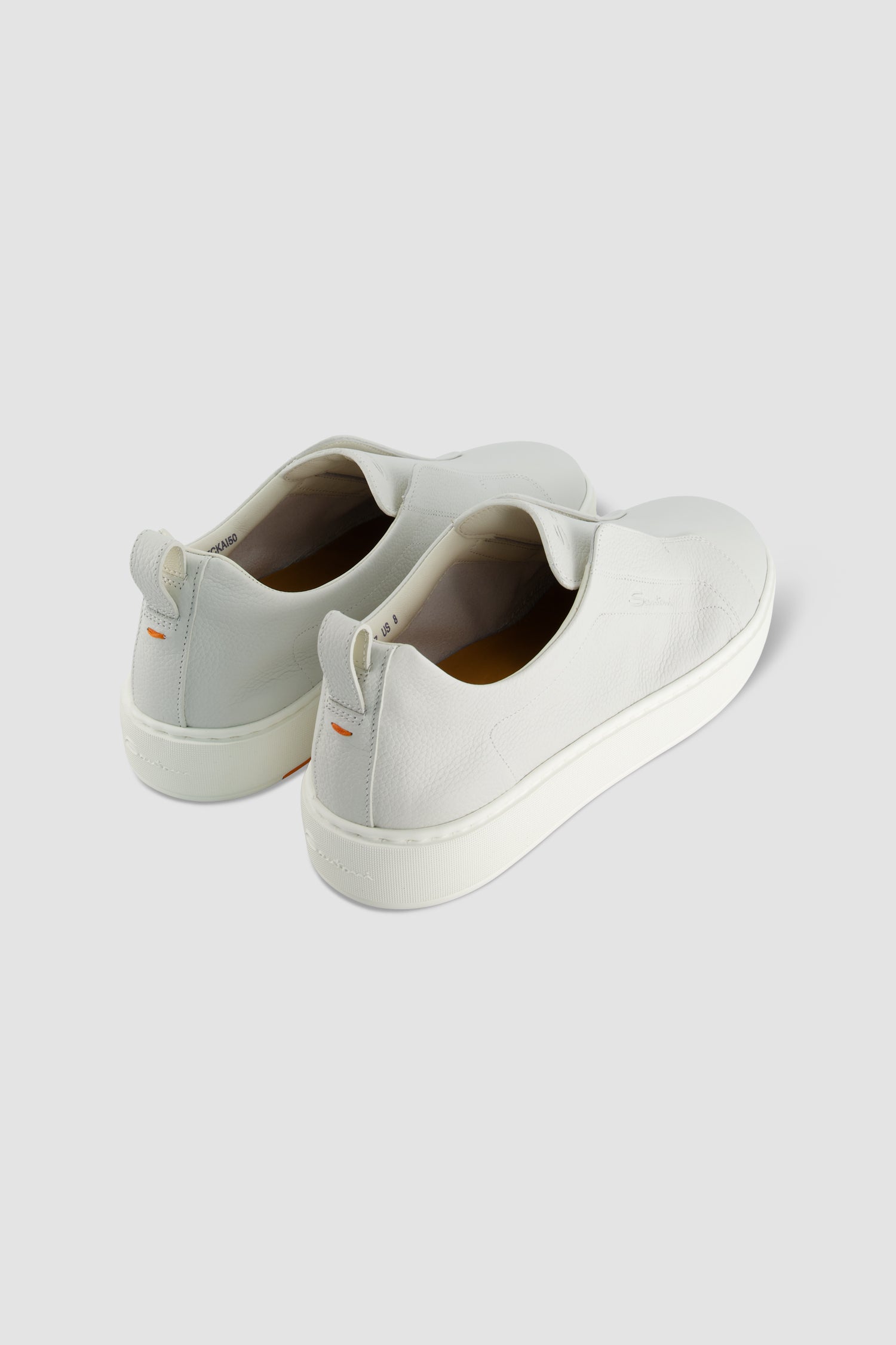 Santoni White Leather Slip-on Sneakers